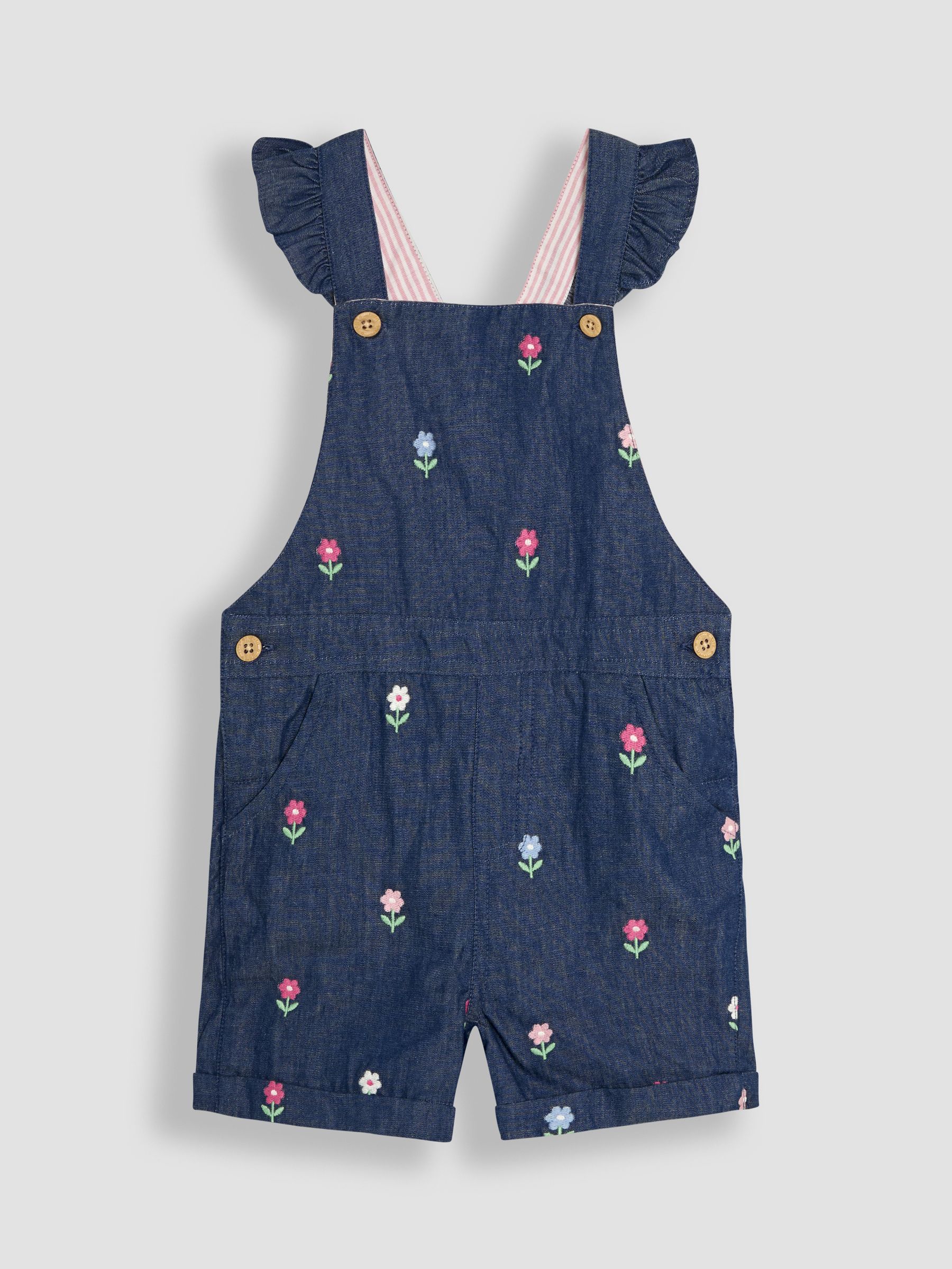 Blue 2-Piece Frill Shoulder Dungarees & T-Shirt Set
