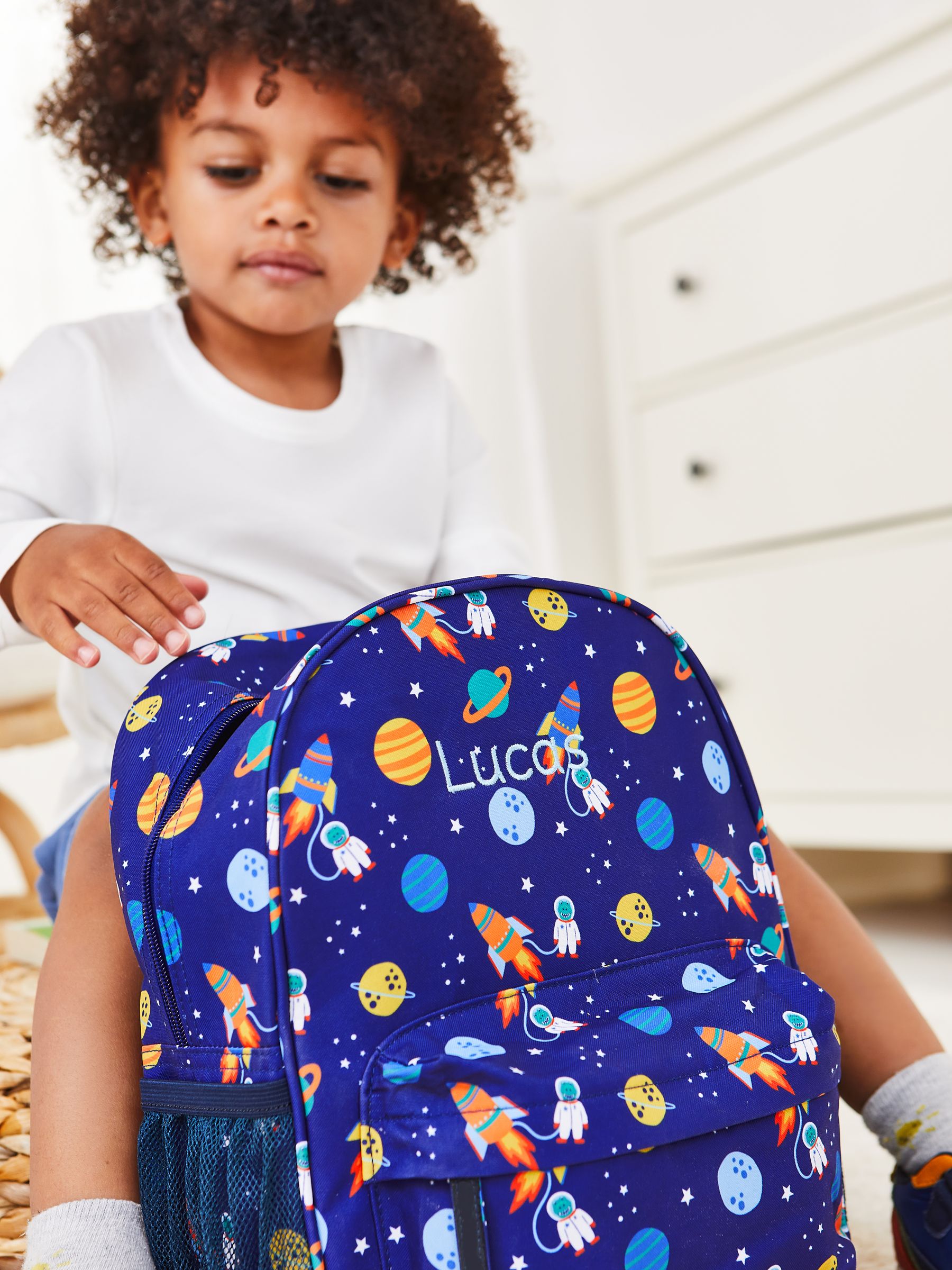Blue Personalised Space Medium Backpack