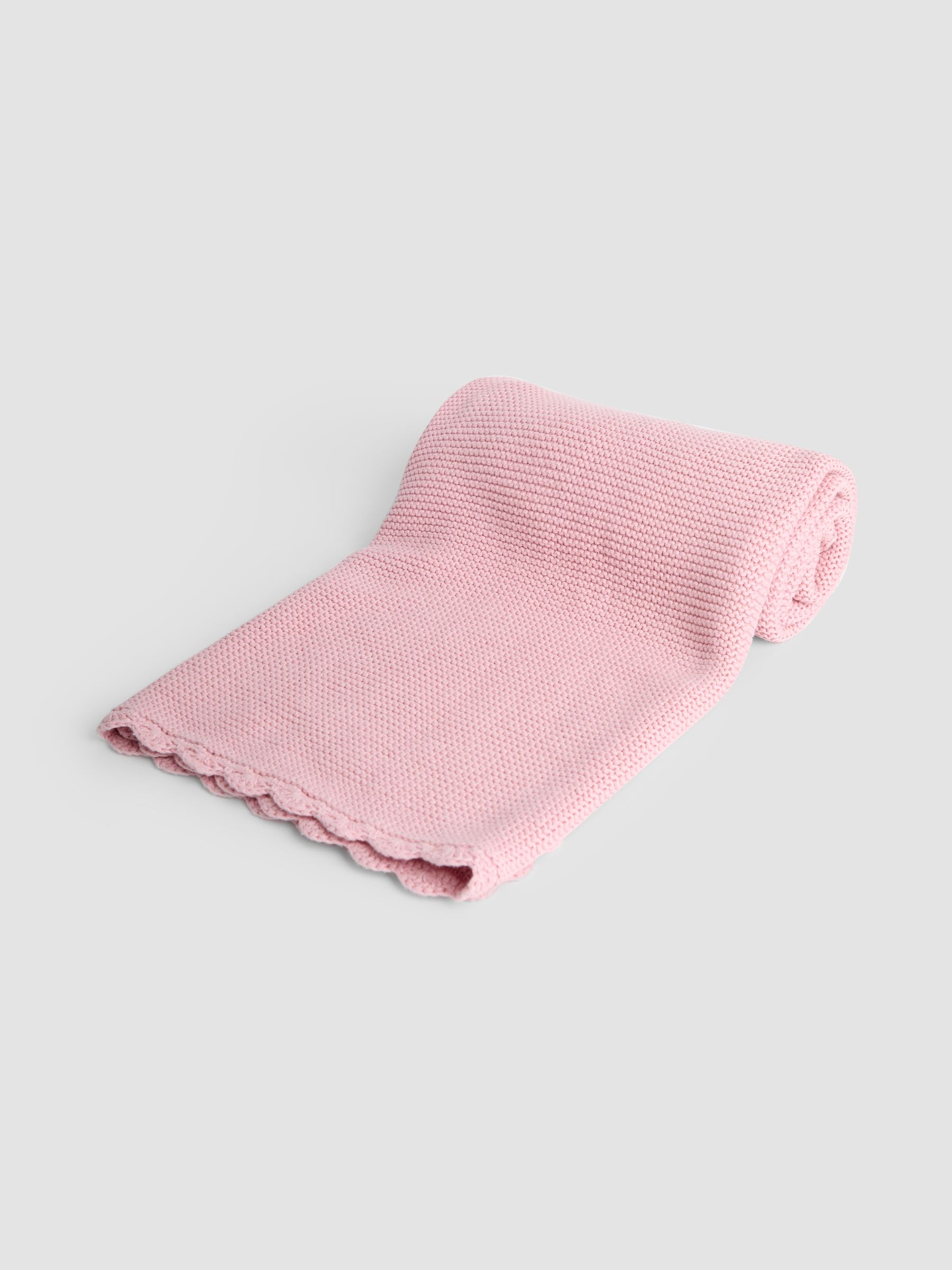 Dusky Pink Scalloped Edge Blanket