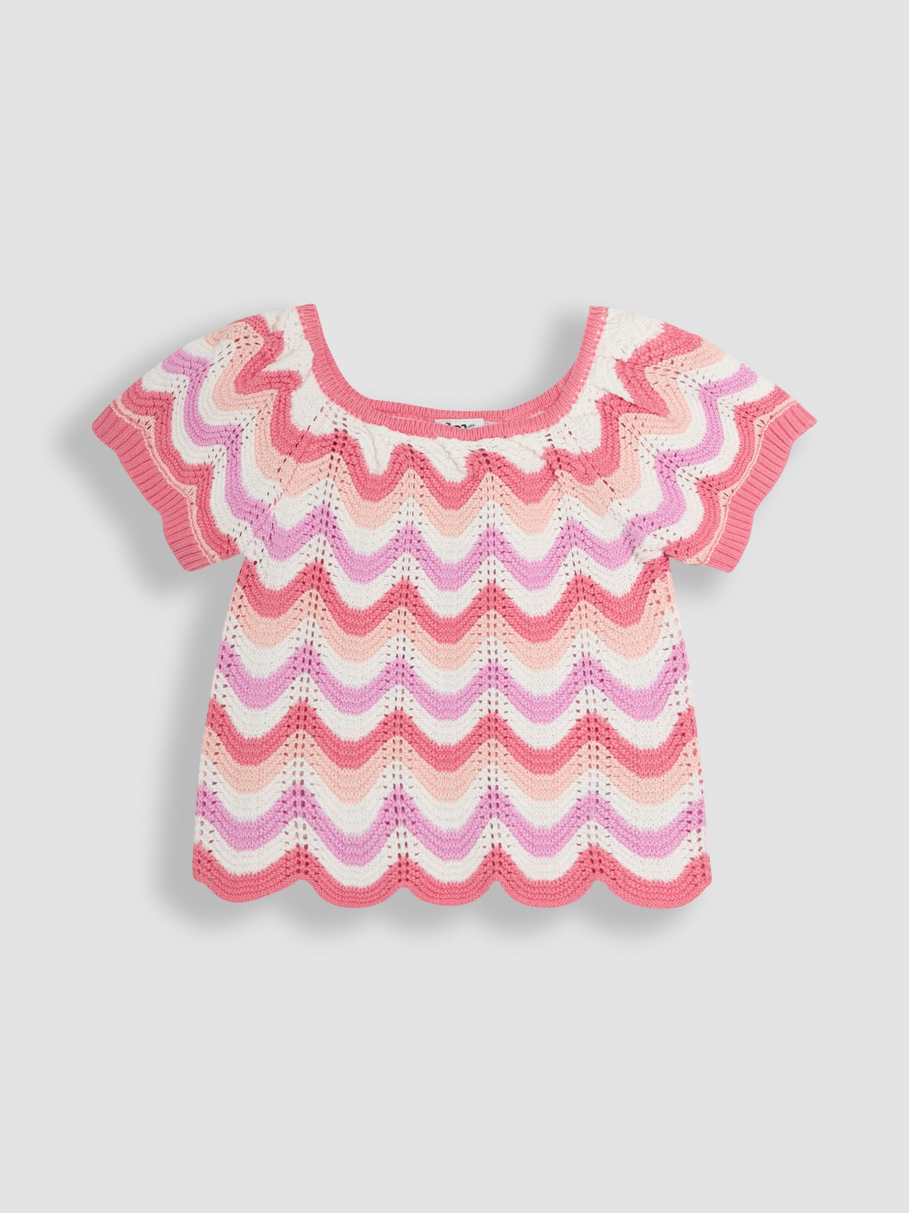 Pink 100% Cotton 2-Piece Chevron Crochet Top & Shorts Set