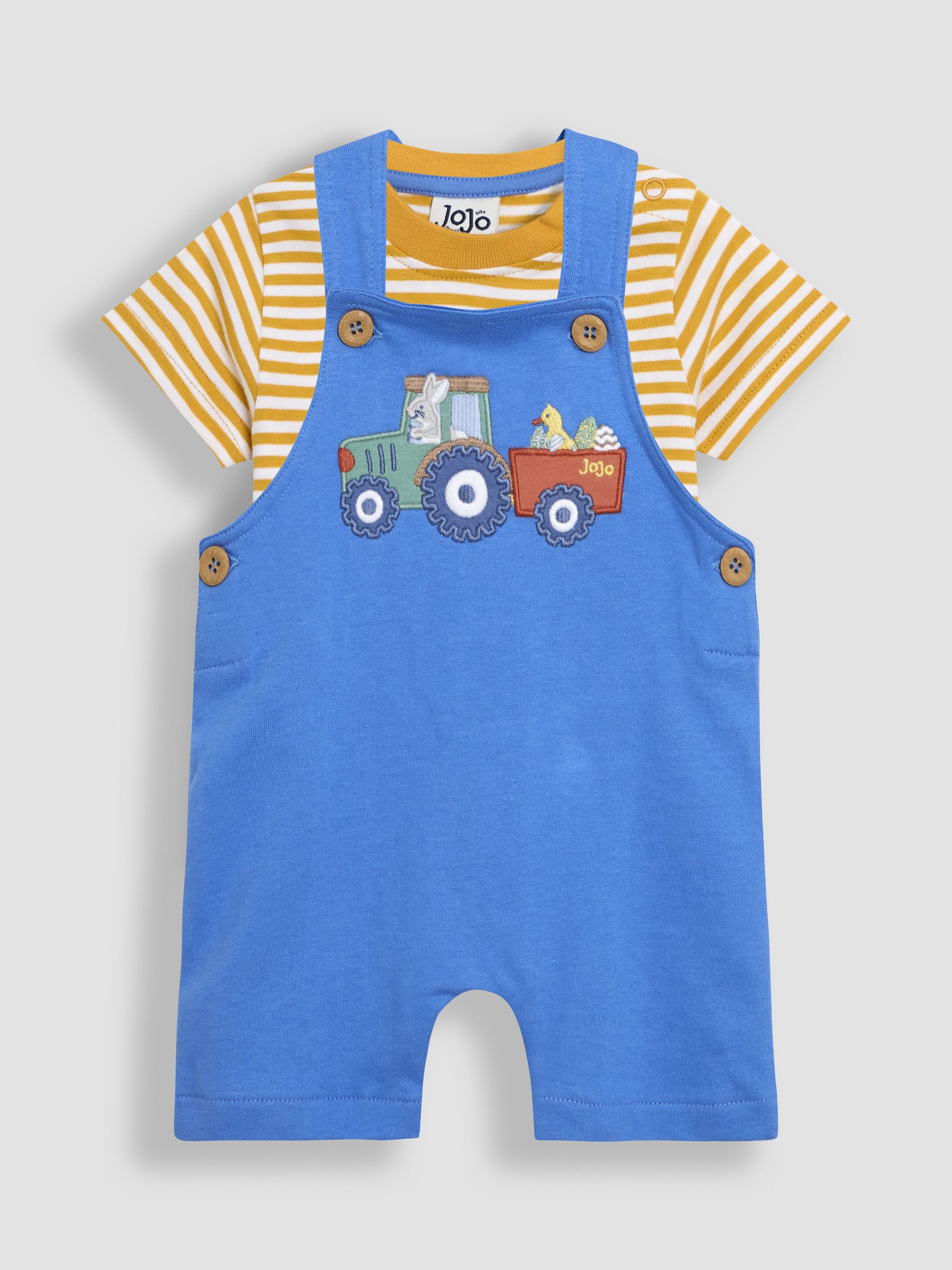 Blue Boat 2-Piece Appliqué Dungarees & T-Shirt Set
