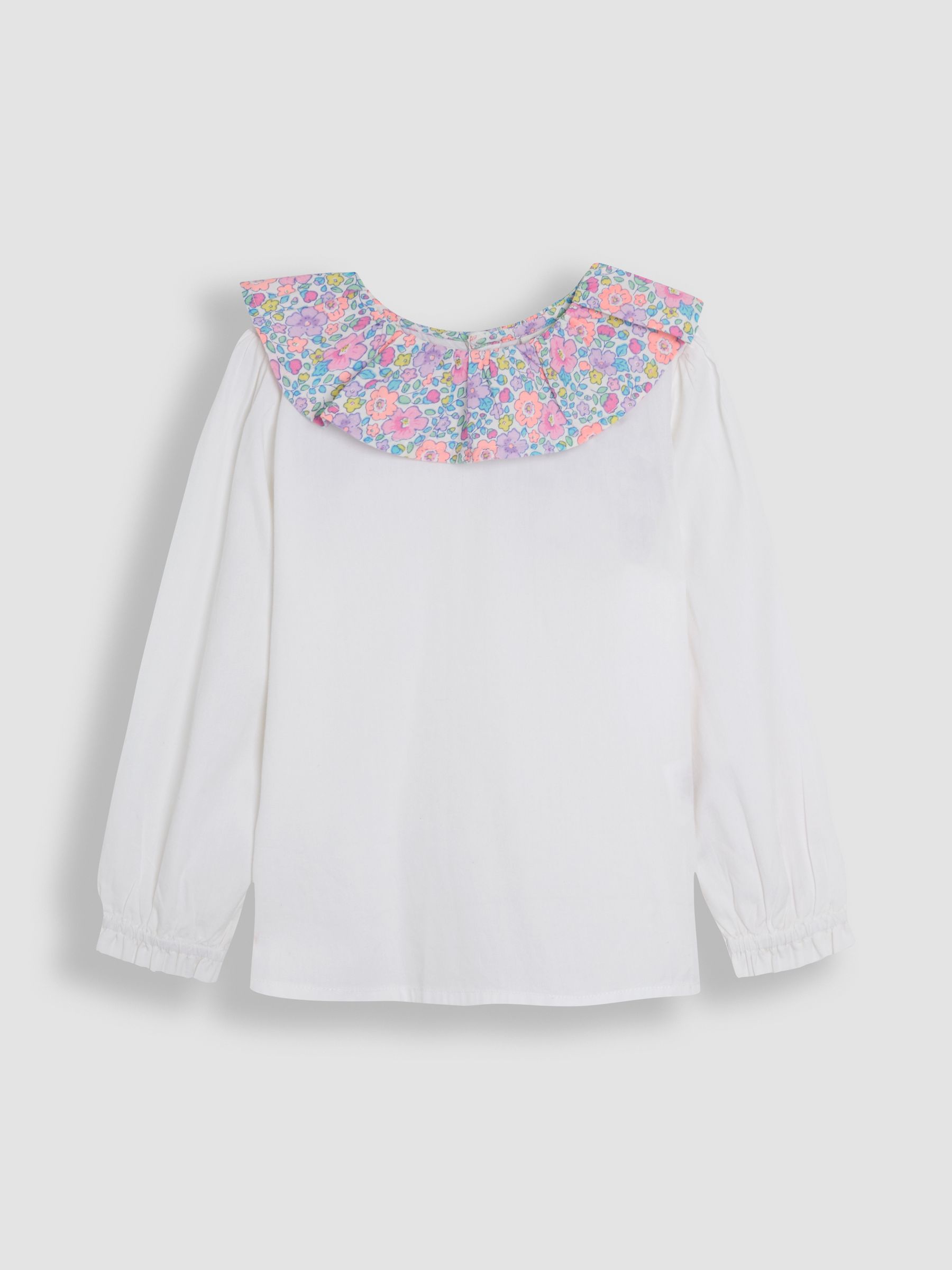 Cream Floral Ruffle Collar Top