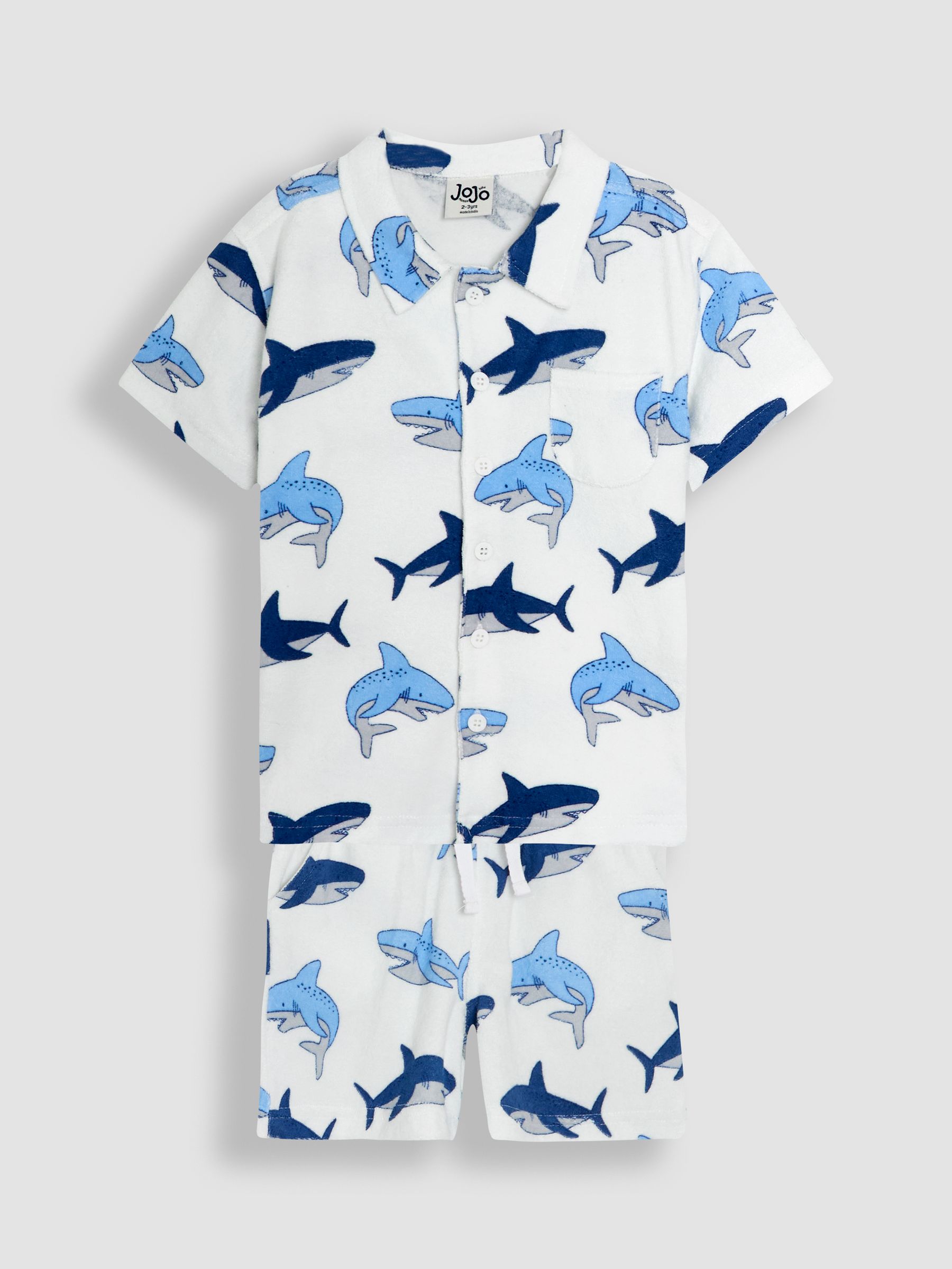 Ecru 2-Piece Shark Textured Shirt & Shorts Set