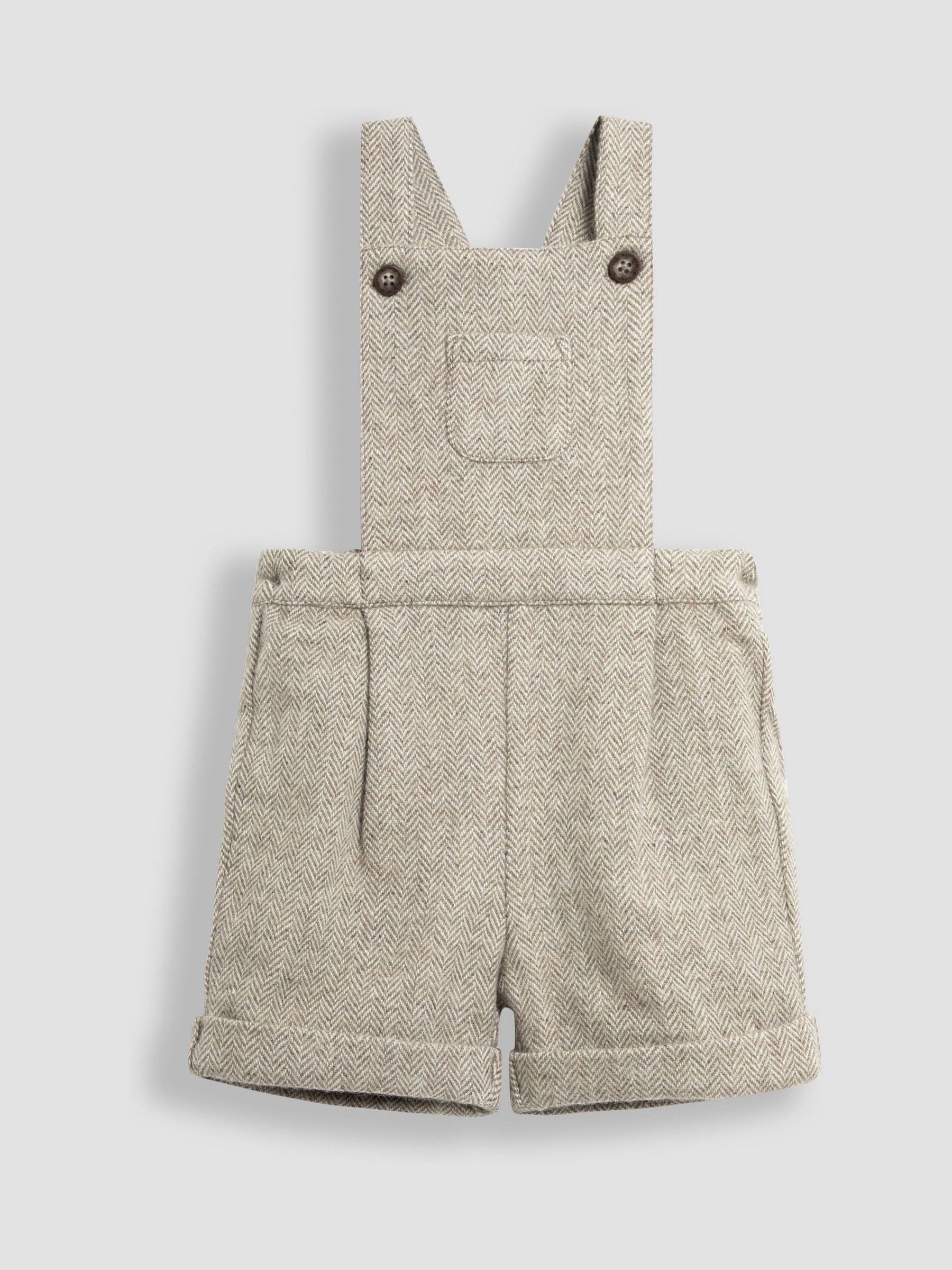 Natural Herringbone Dungarees And Top Set