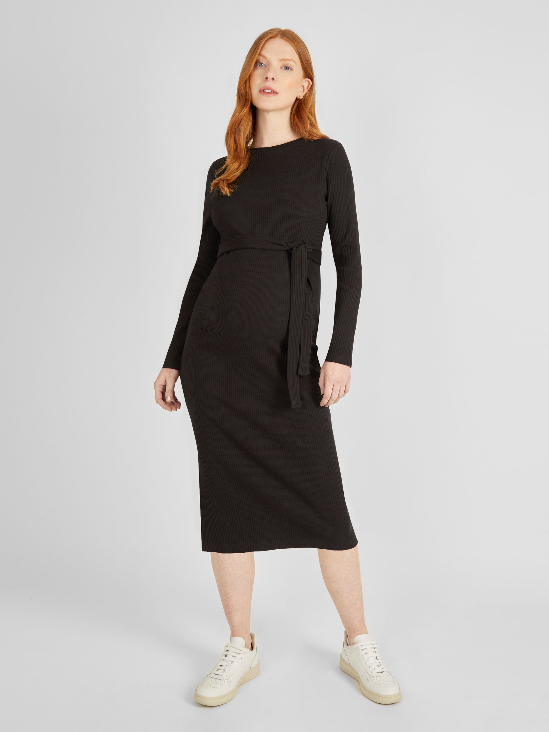 Black Ribbed Jersey Maternity Dress