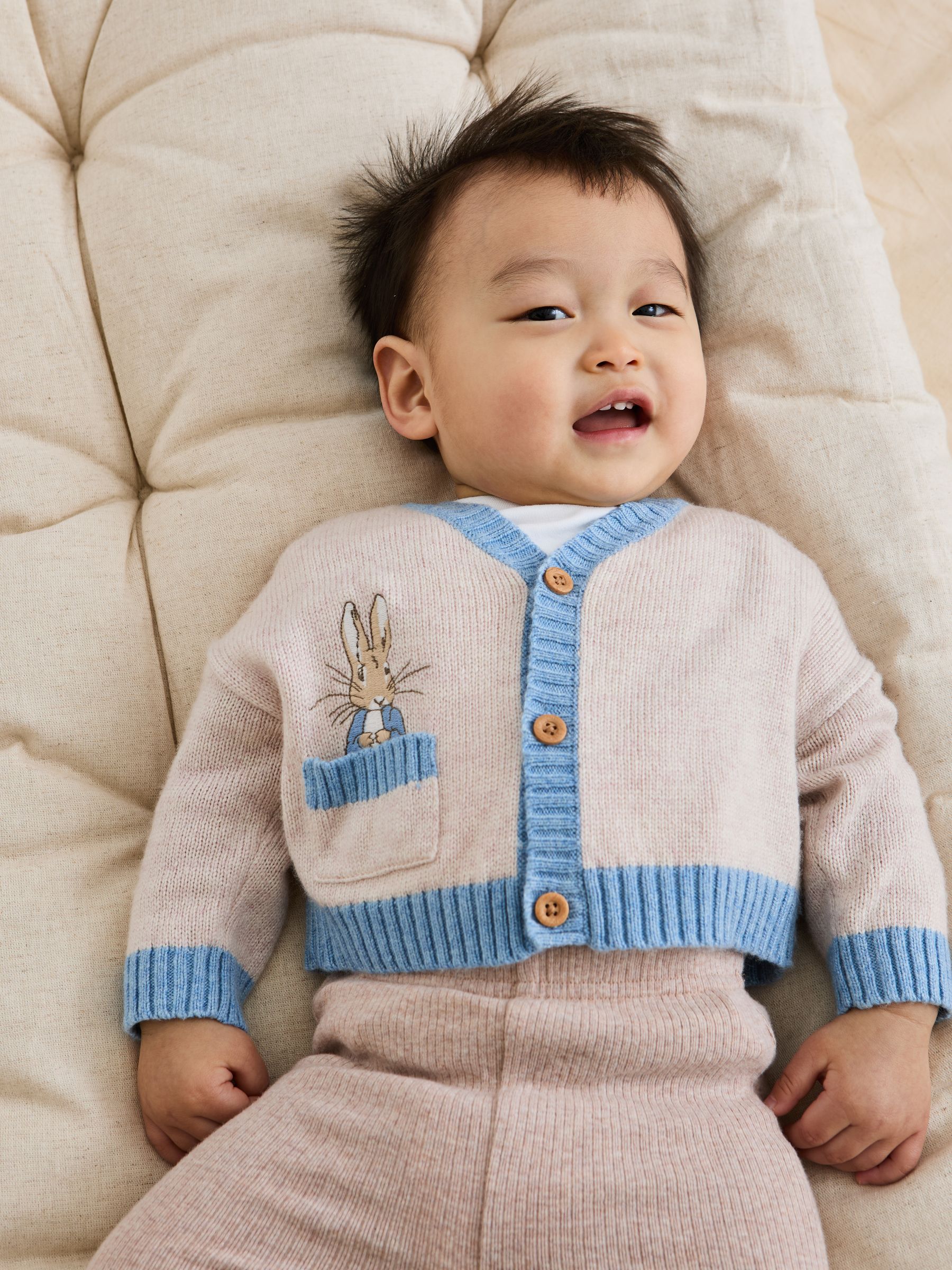 Natural Peter Rabbit™ Appliqué 100% Cotton Cardigan