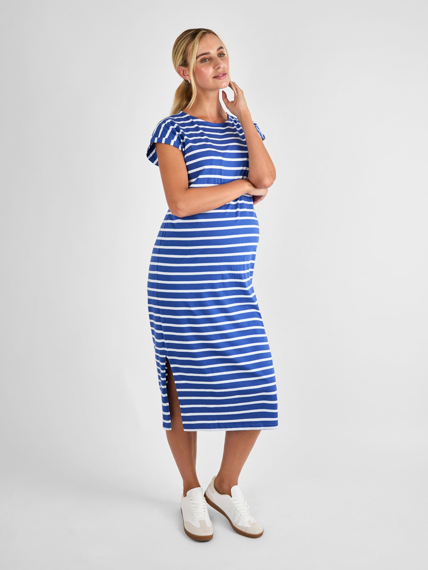 Blue Maternity Midi T-Shirt Dress