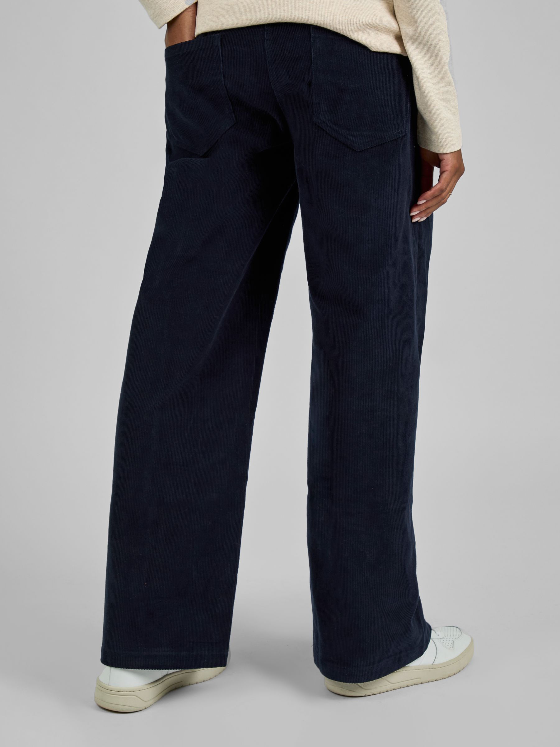 Navy Blue Corduroy Wide Leg Maternity Trousers