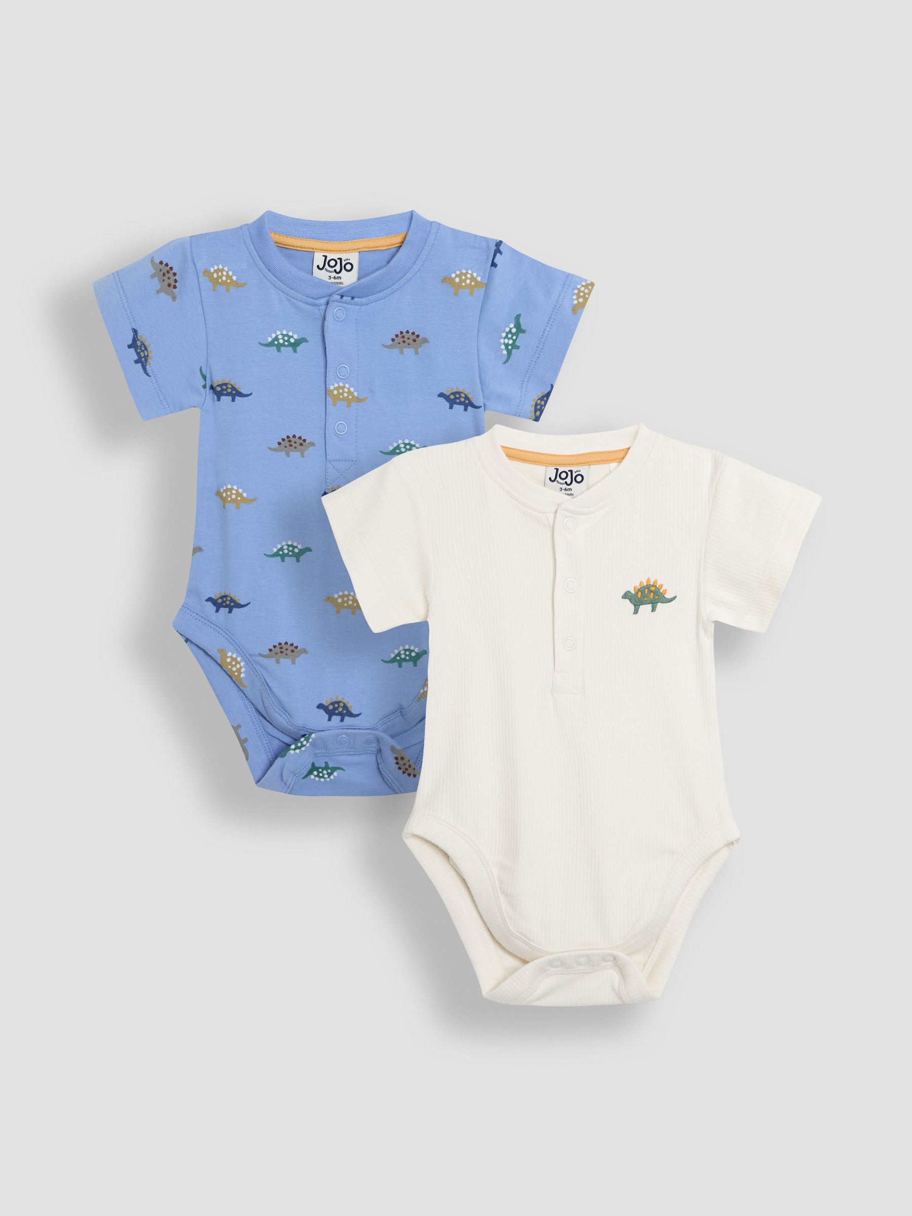 Blue & Natural Short Sleeve Bodysuits 2-Pack