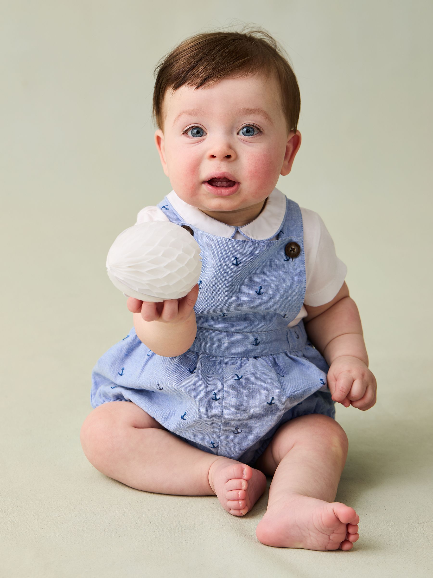 Navy 2-Piece Anchor Print Dungarees & Body Set
