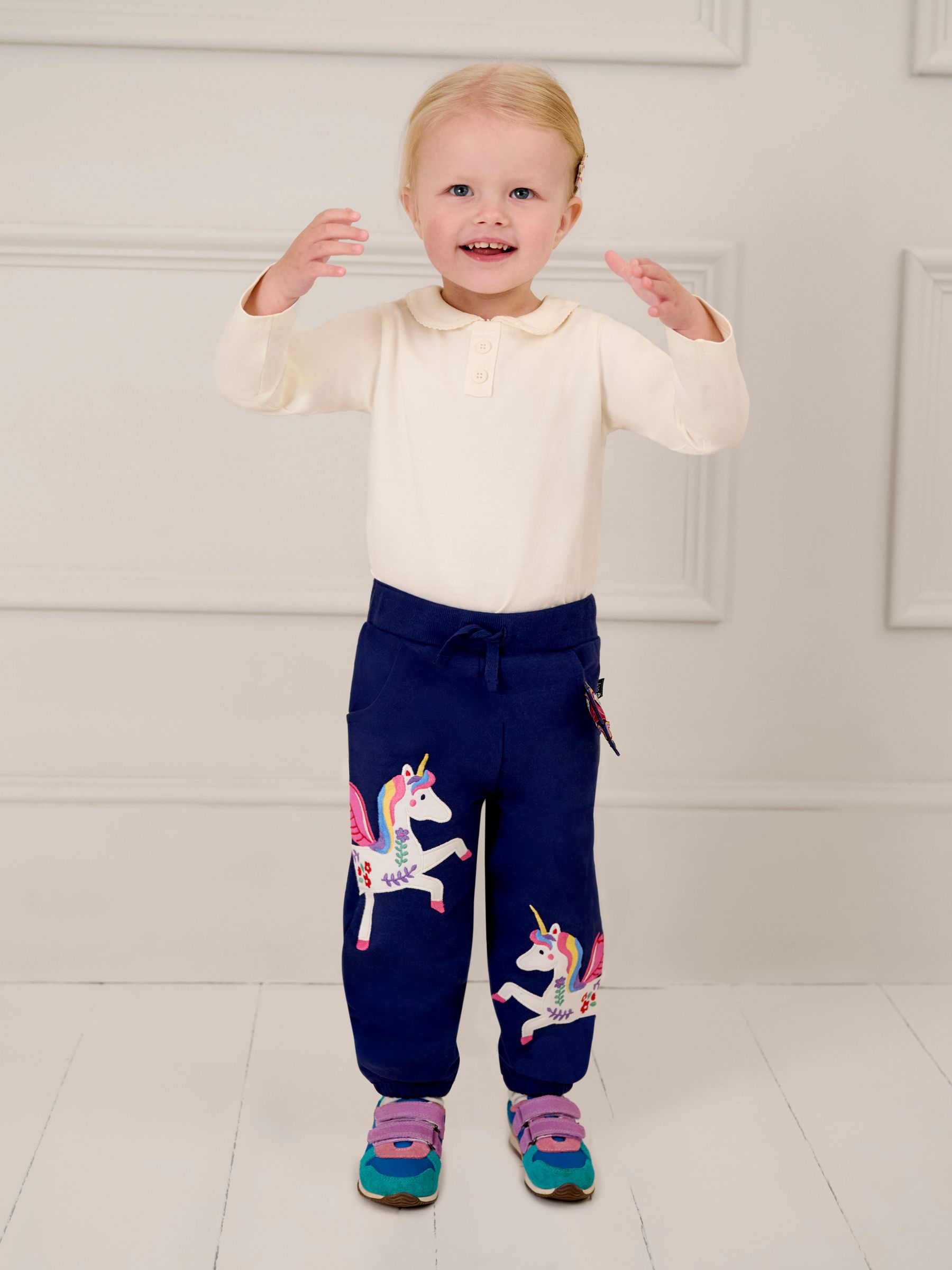 Navy Blue Unicorn Appliqué Joggers