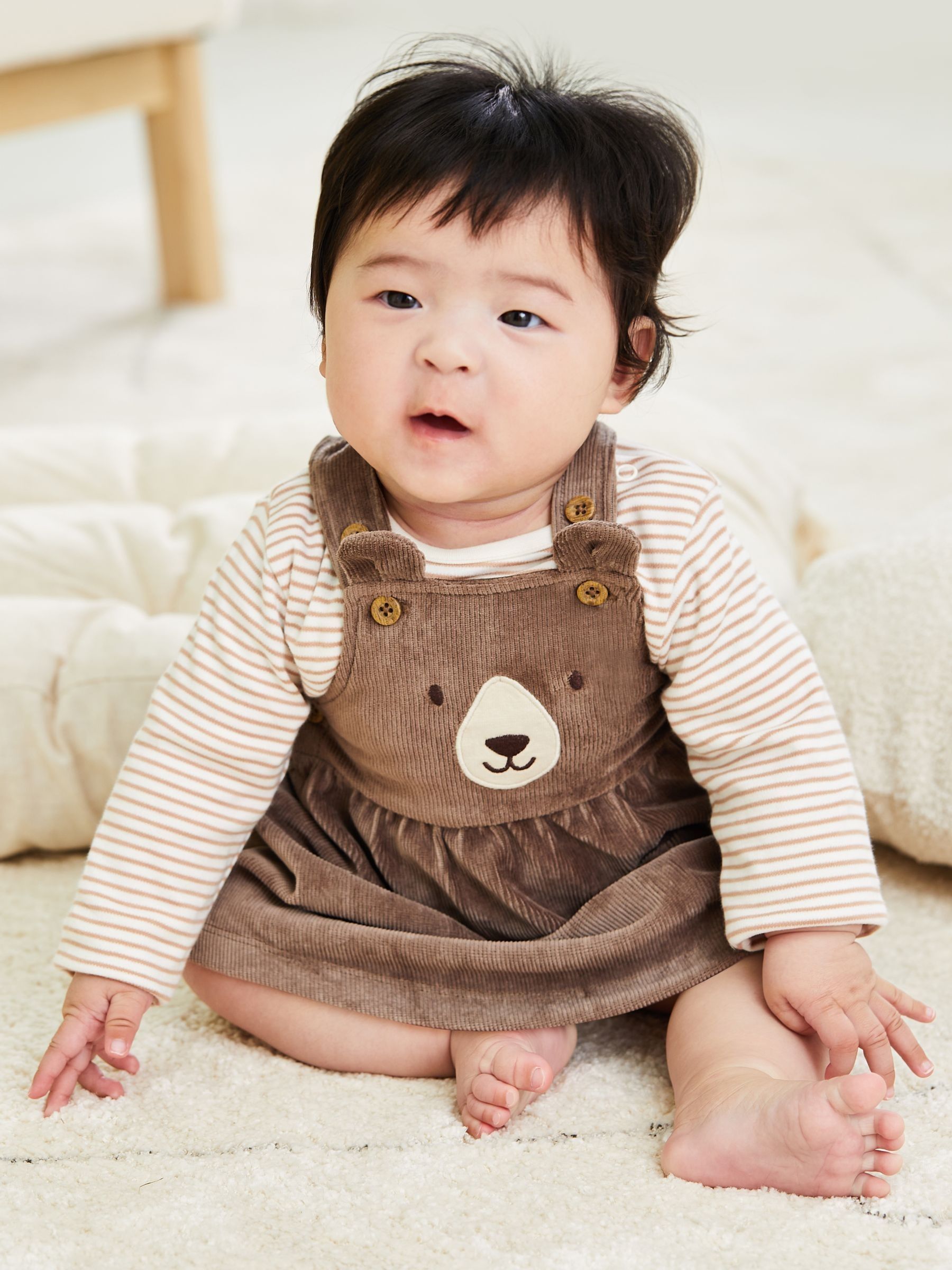Fawn Bear Velour Pinafore Dress And Top Set 2 Pack