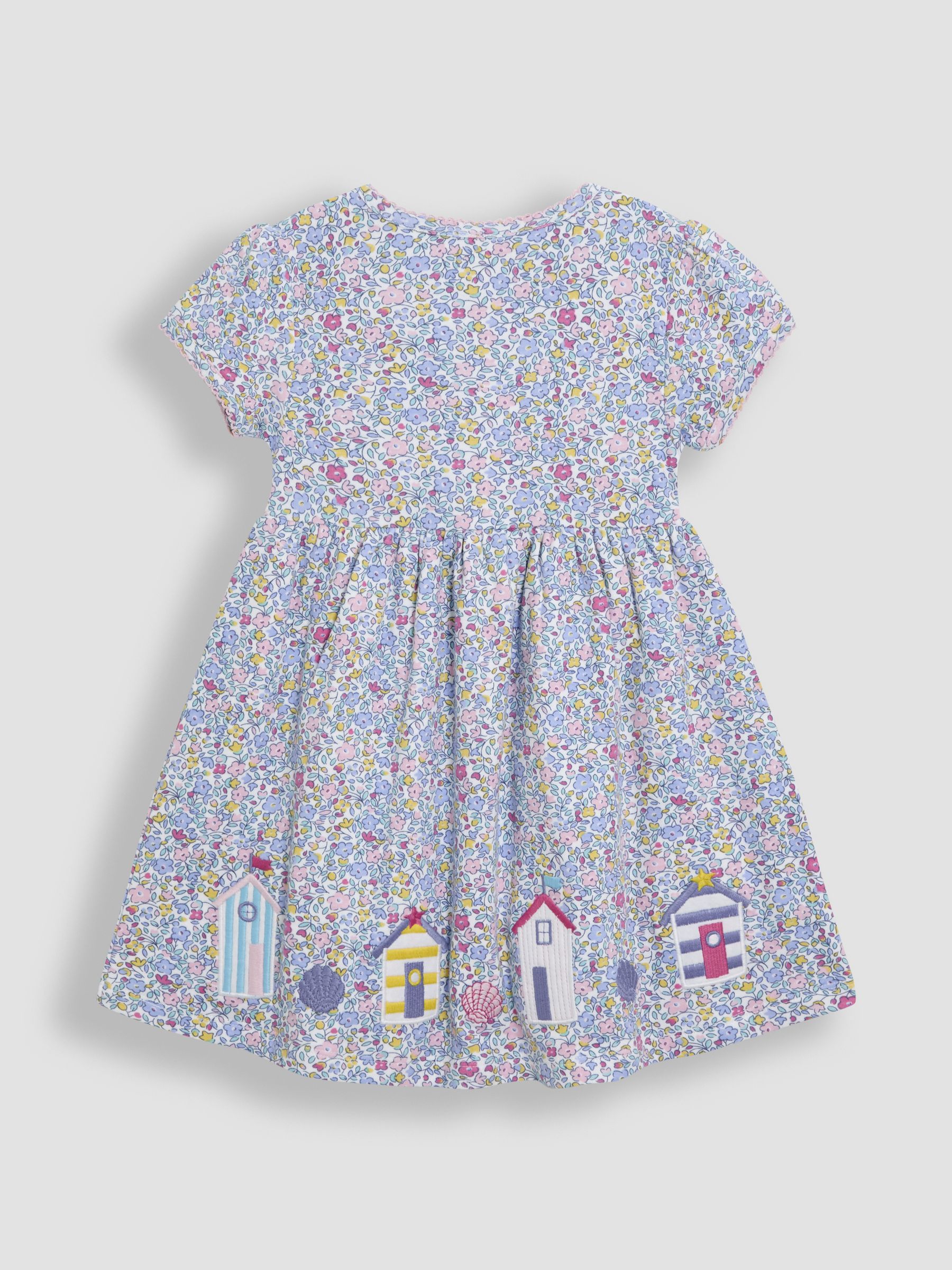 Pink Appliqué Floral Print Dress