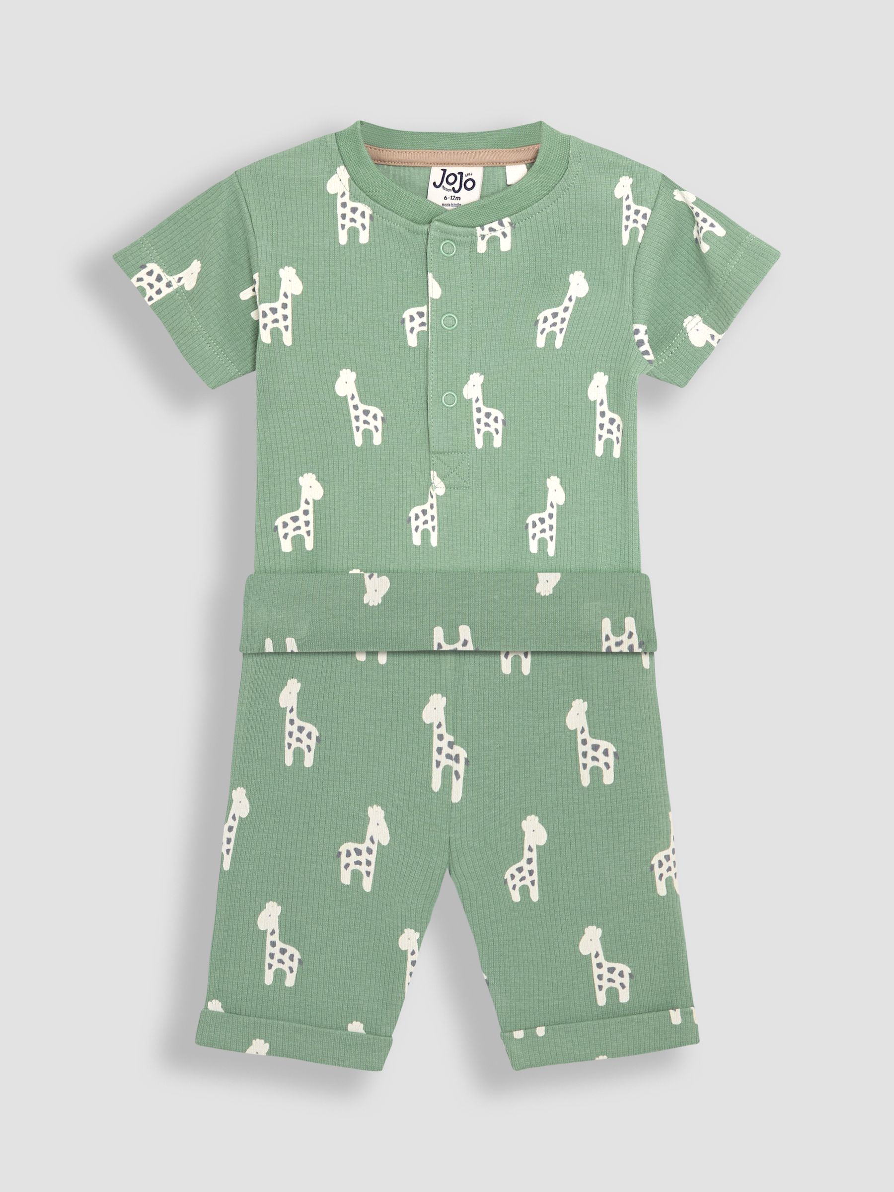 Green Giraffe 2-Piece Ribbed Bodysuit & Shorts Set