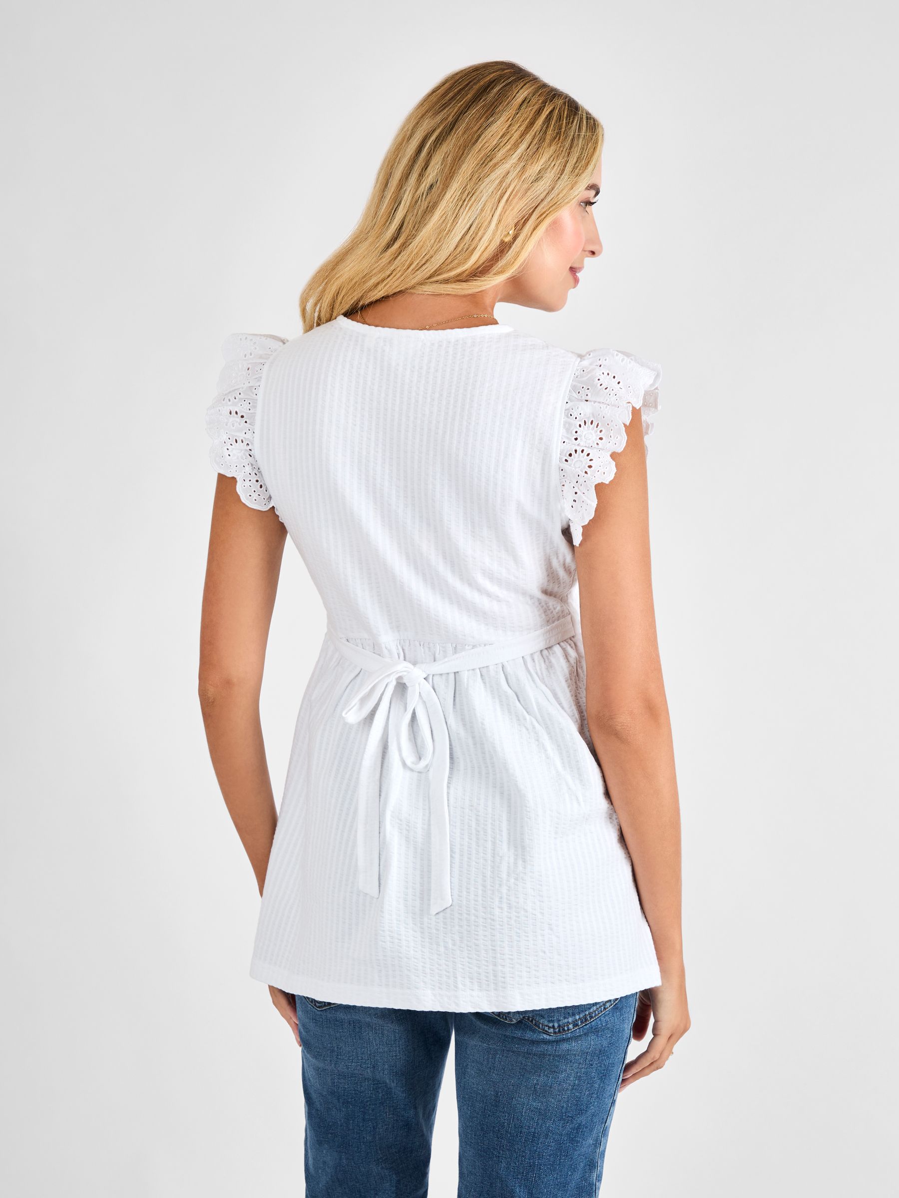White Broderie Flutter Sleeve Maternity Top