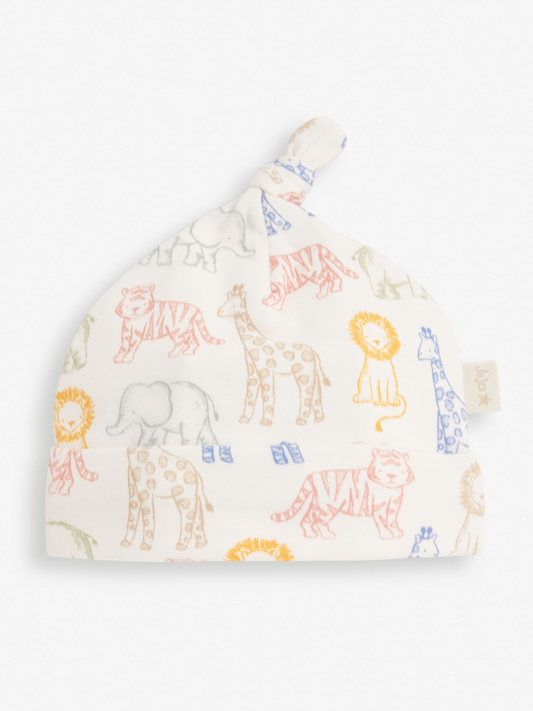 Cream Safari Print Cotton Baby Hat