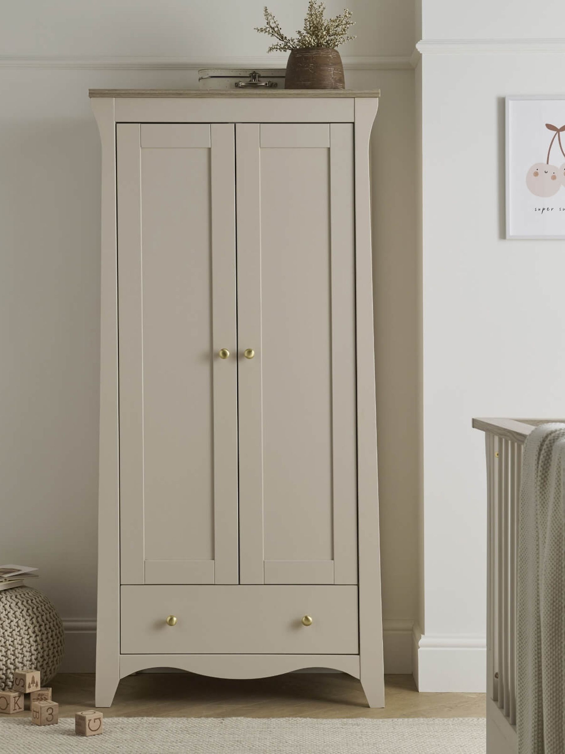 CuddleCo White Ash Clara 2 Door Nursery Wardrobe