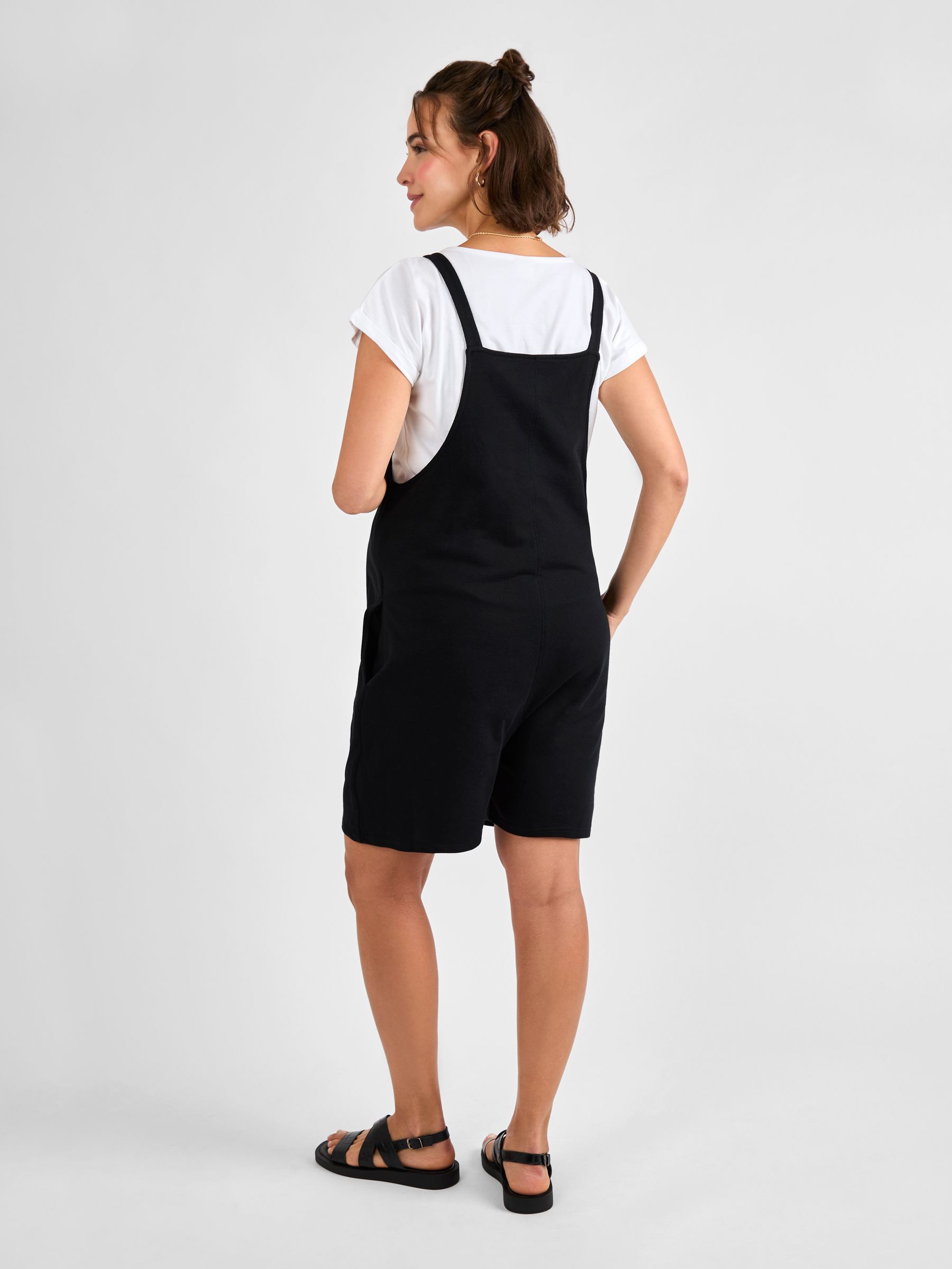 Black Jersey Maternity Short Dungarees