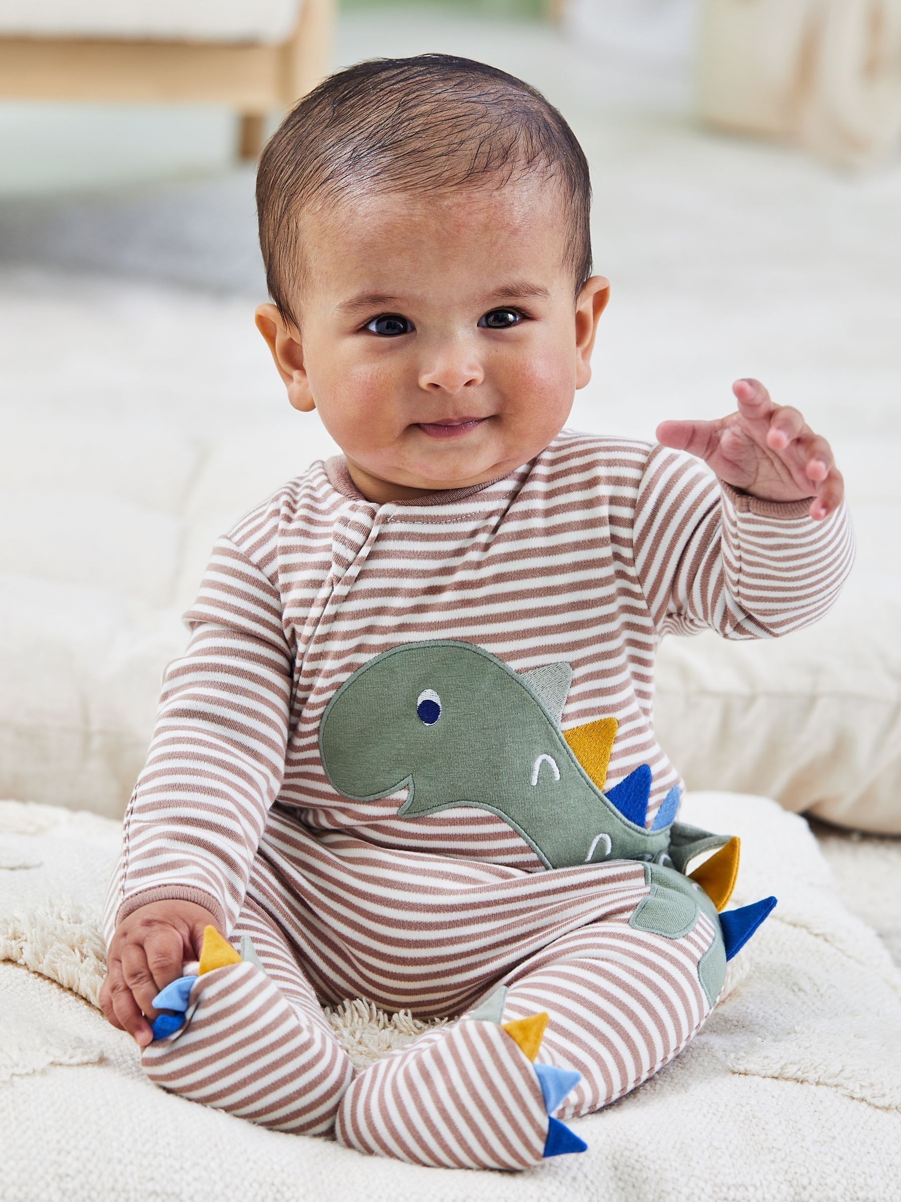 Natural Appliqué Zip Sleepsuit