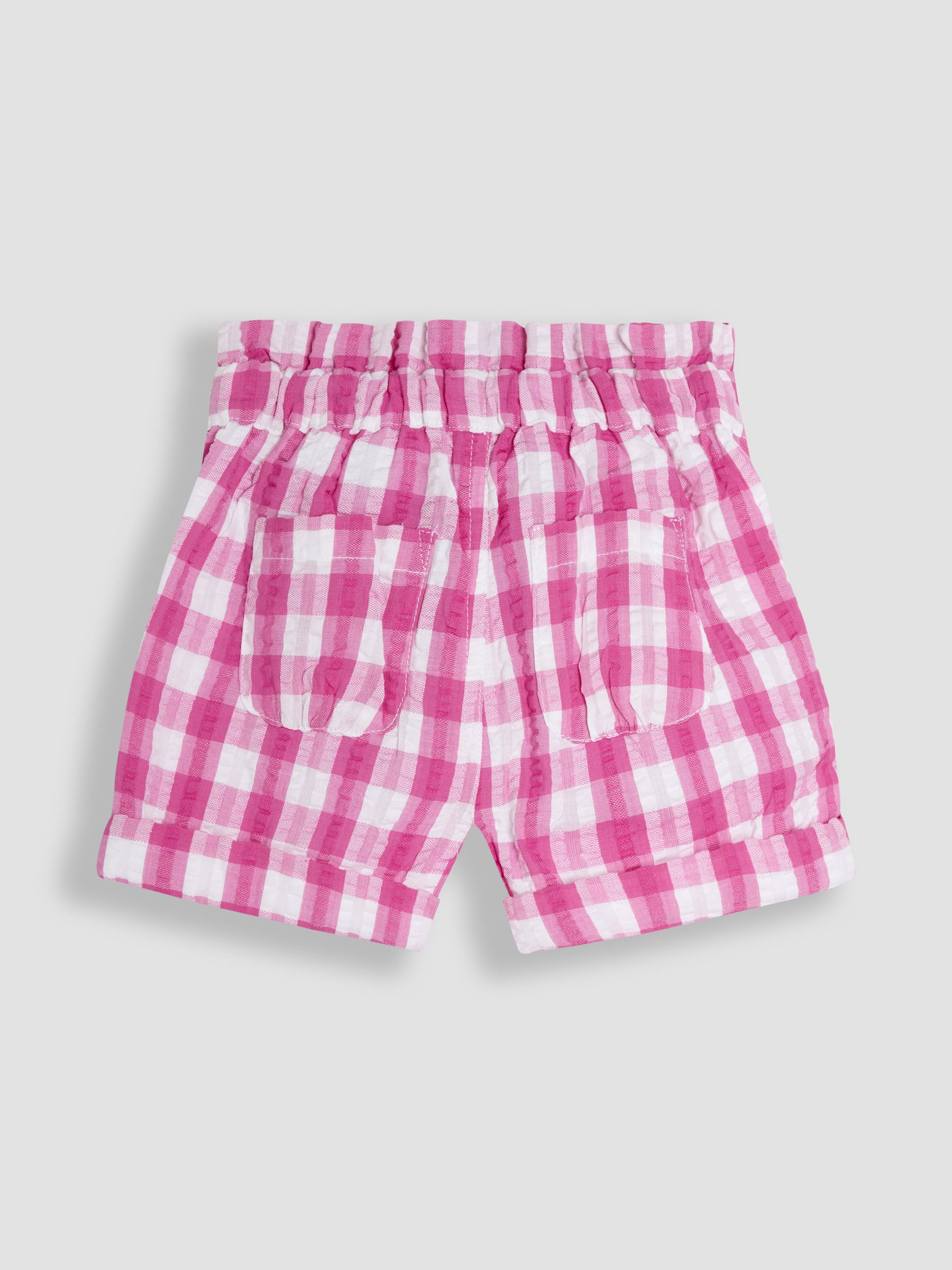 Fuchsia Pink Gingham Tie Waist Turn-up Hem Shorts