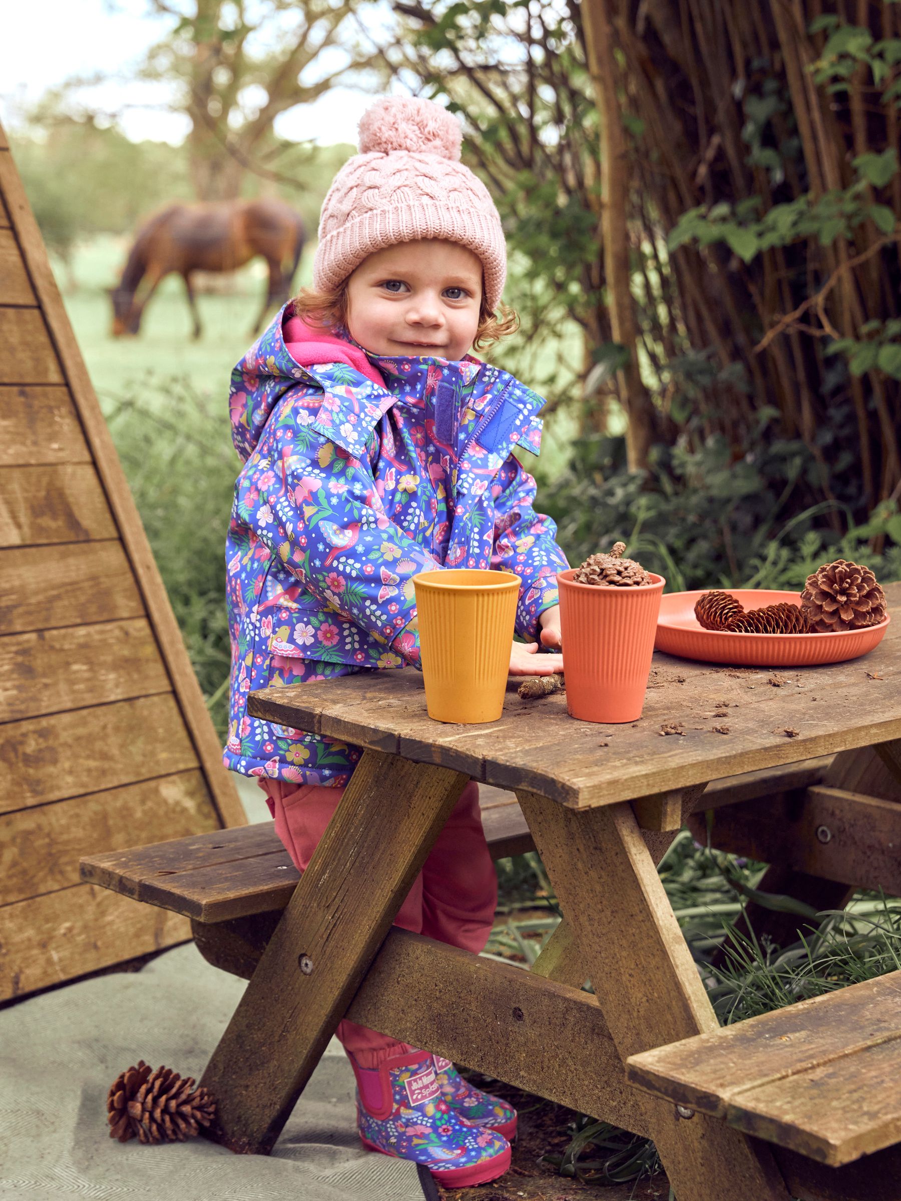 Purple Cosy Lined Bird Floral Ankle Wellies