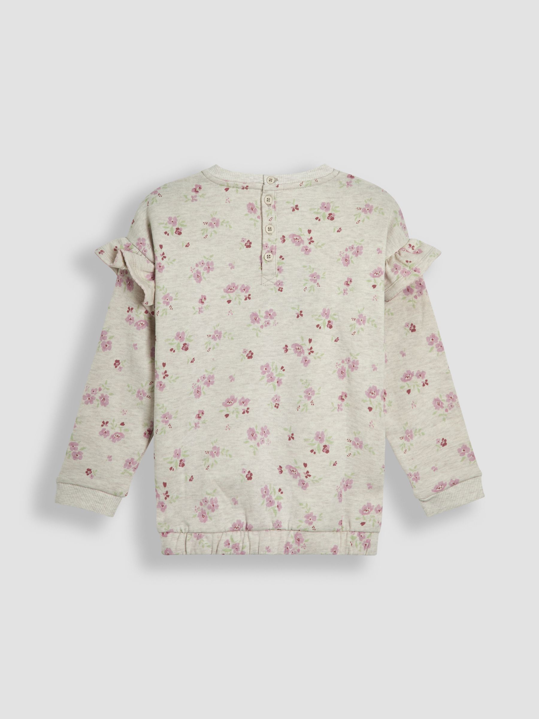Neutral Floral Frill Shoulder Sweatshirt