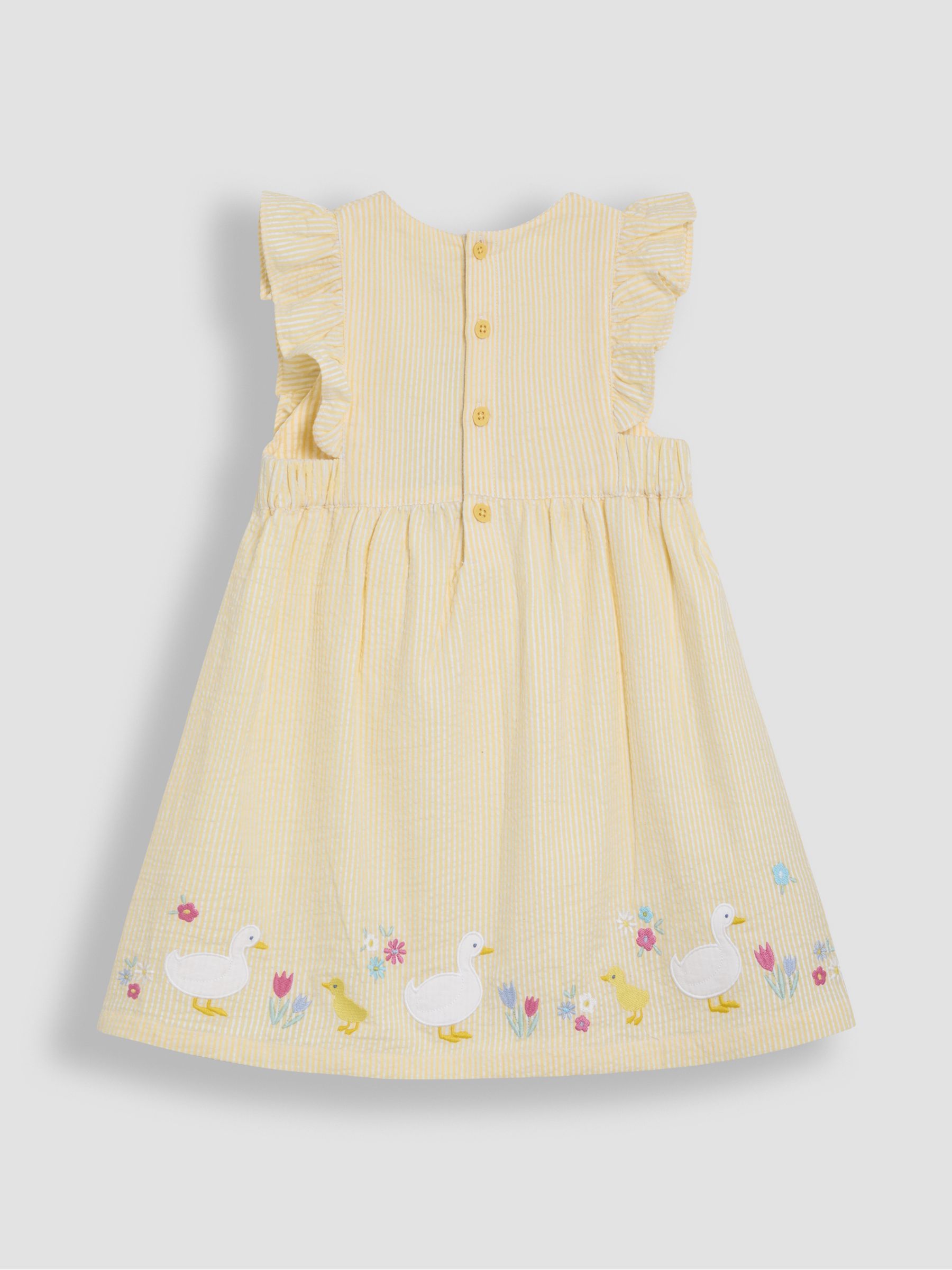Yellow Duck Appliqué Seersucker Summer Dress