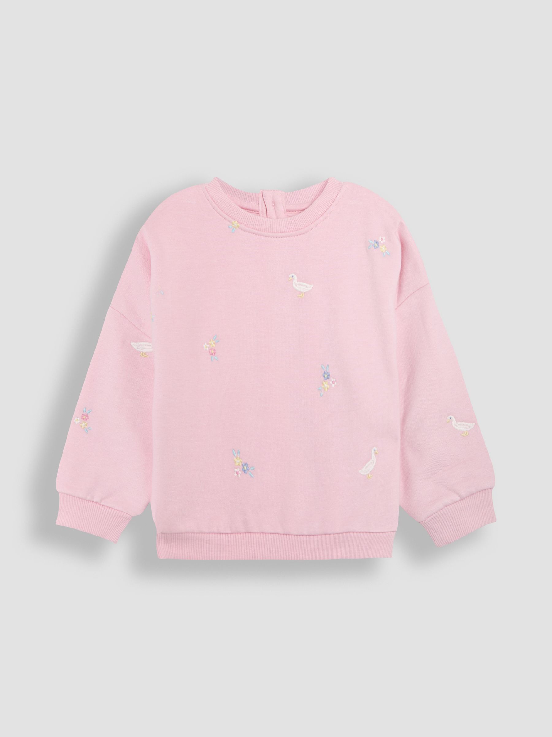 Pink Duck Embroidered Crew Neck Sweatshirt