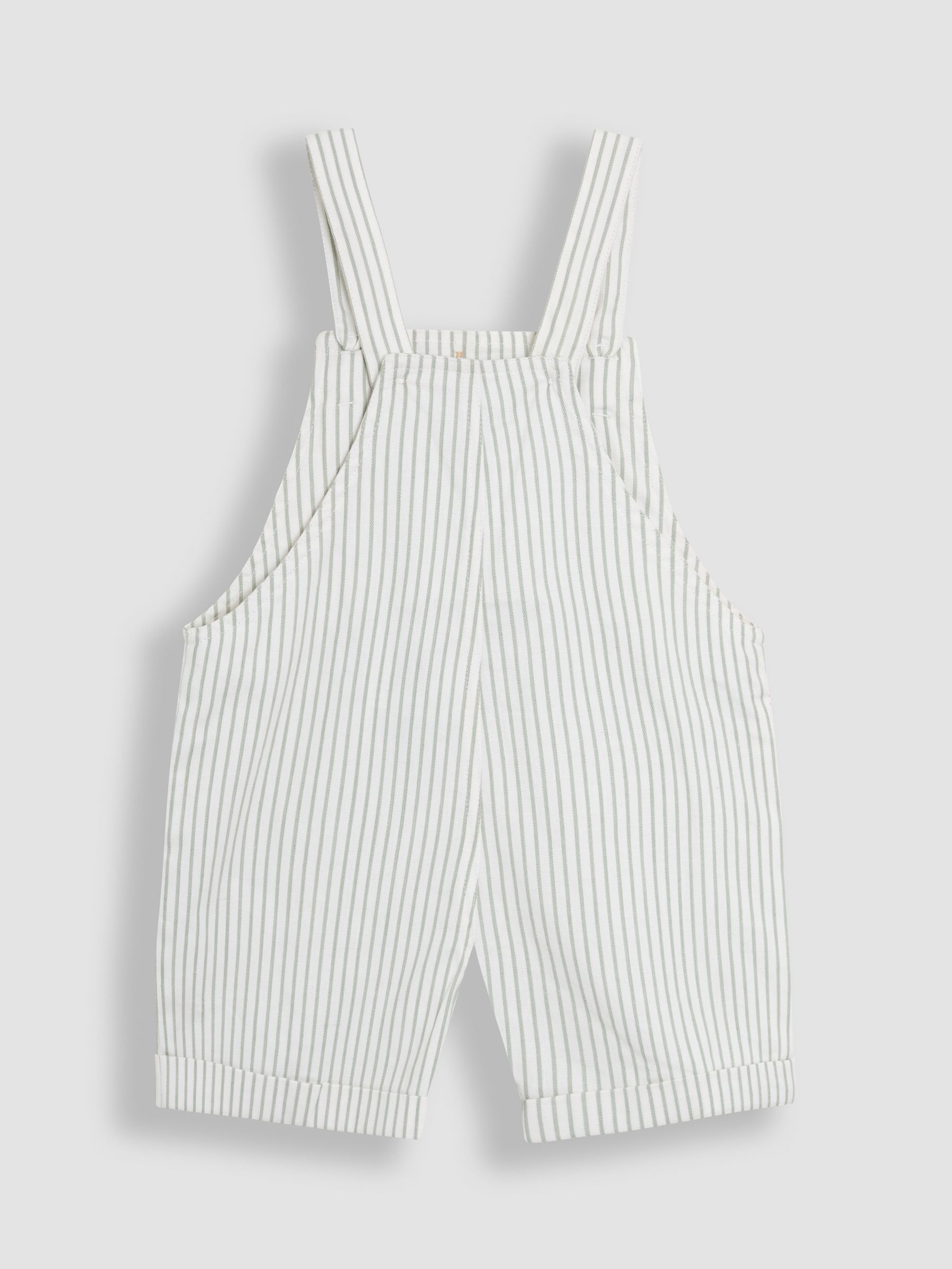 Green Floral 100% Cotton Embroidered Stripe Dungarees
