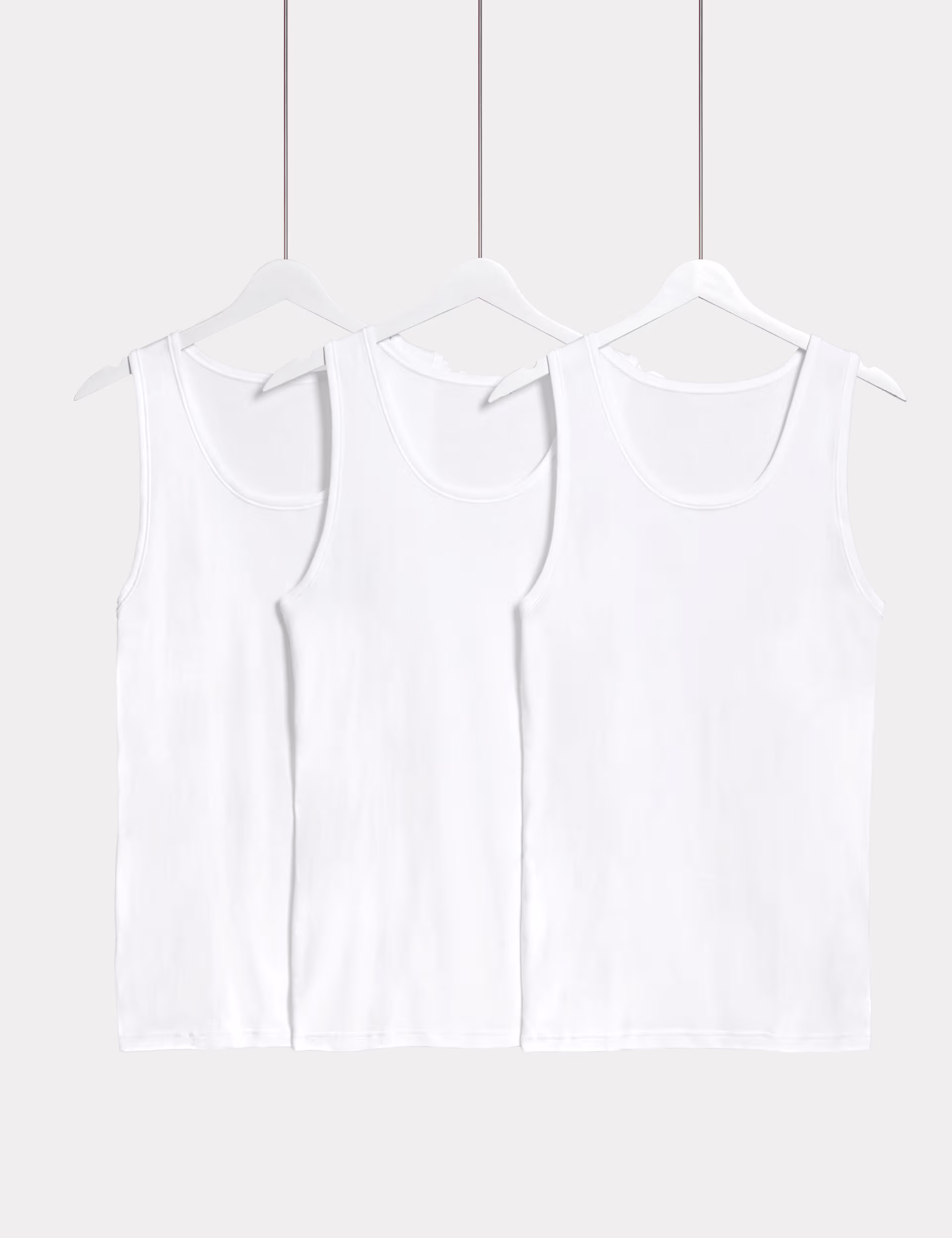 M&S Collection 3pk Pure Cotton Sleeveless Vests