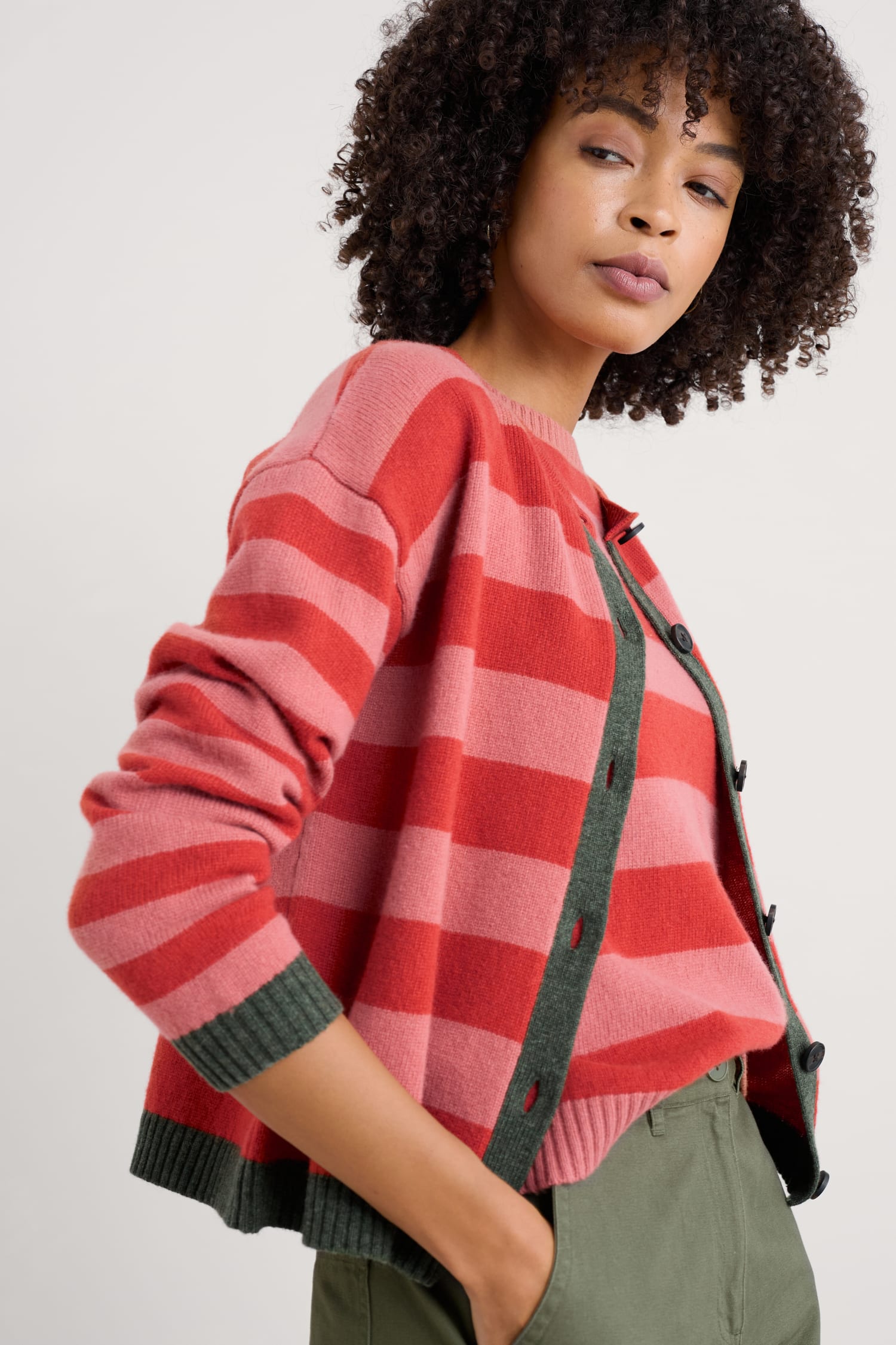 Pinwell Striped Cardigan Made With Lambswool