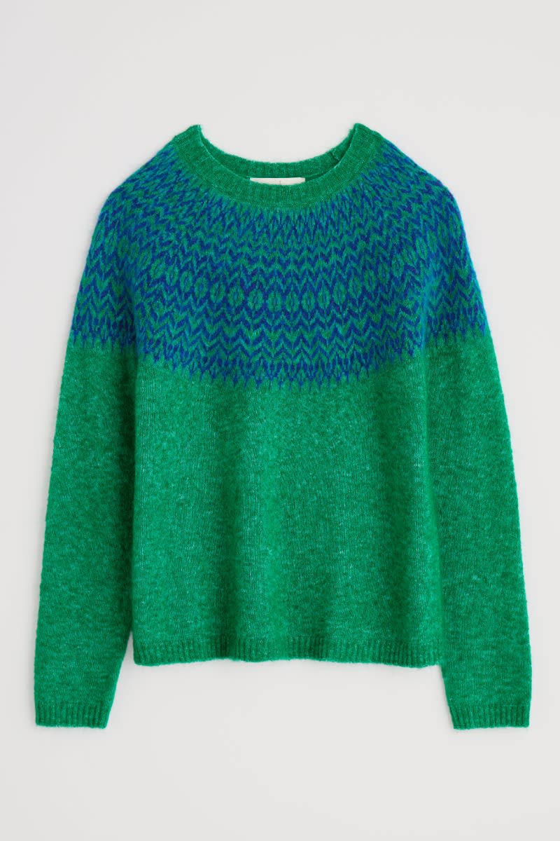 Spruce Frost Mohair-Blend Fair Isle Jumper