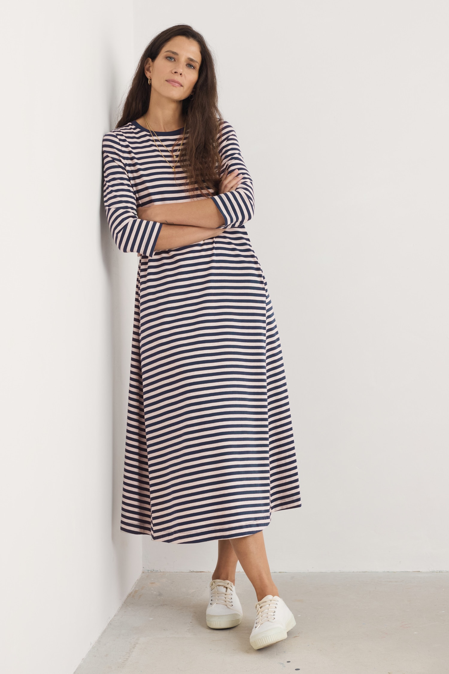 Ivey 3/4 Sleeve T-Shirt Dress in GOTS-Certified Organic Cotton Jersey