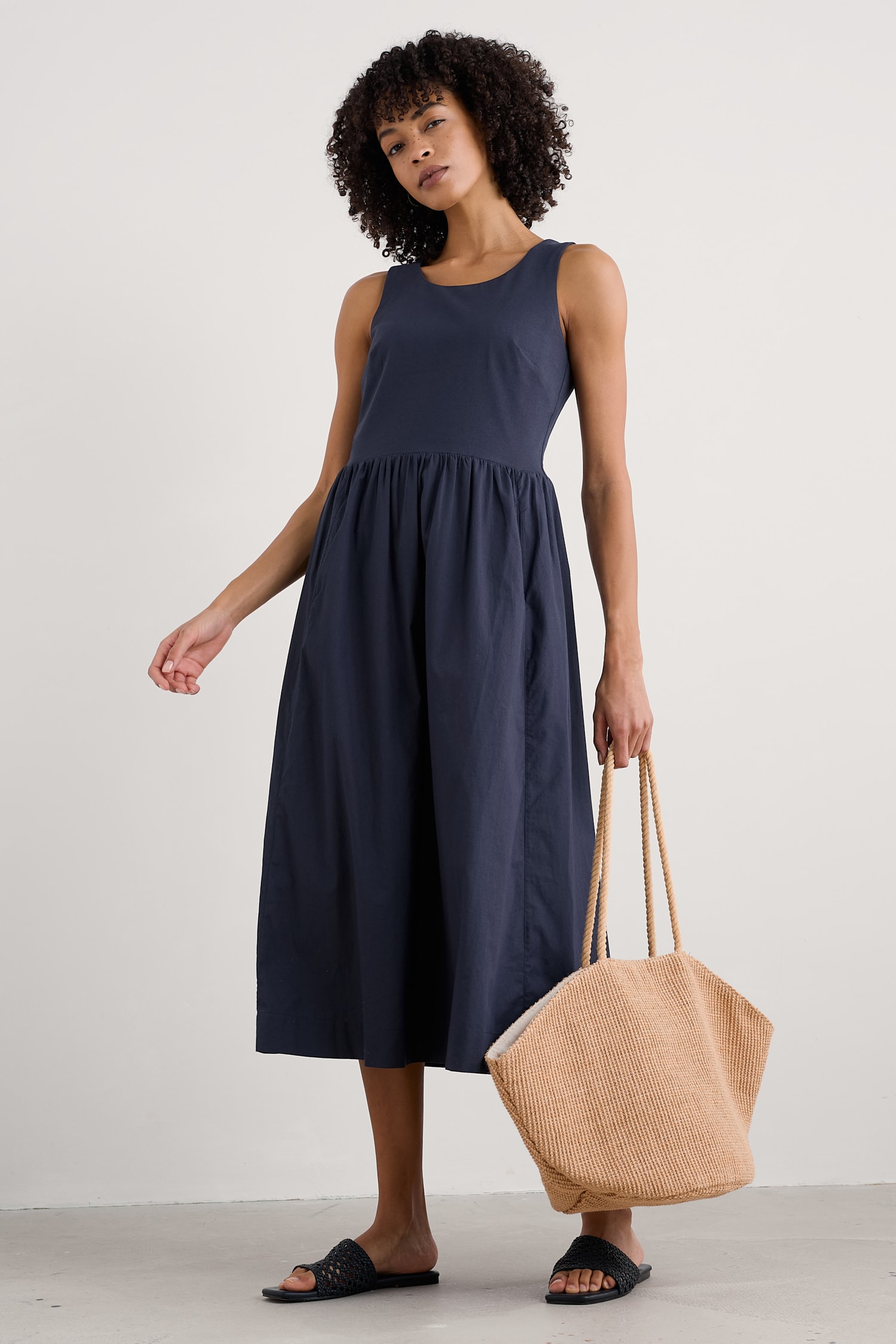 Madder Jersey Woven Mix Sleeveless Dress