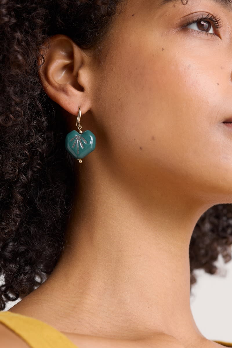Picture Leaf-Shaped Drop Earrings