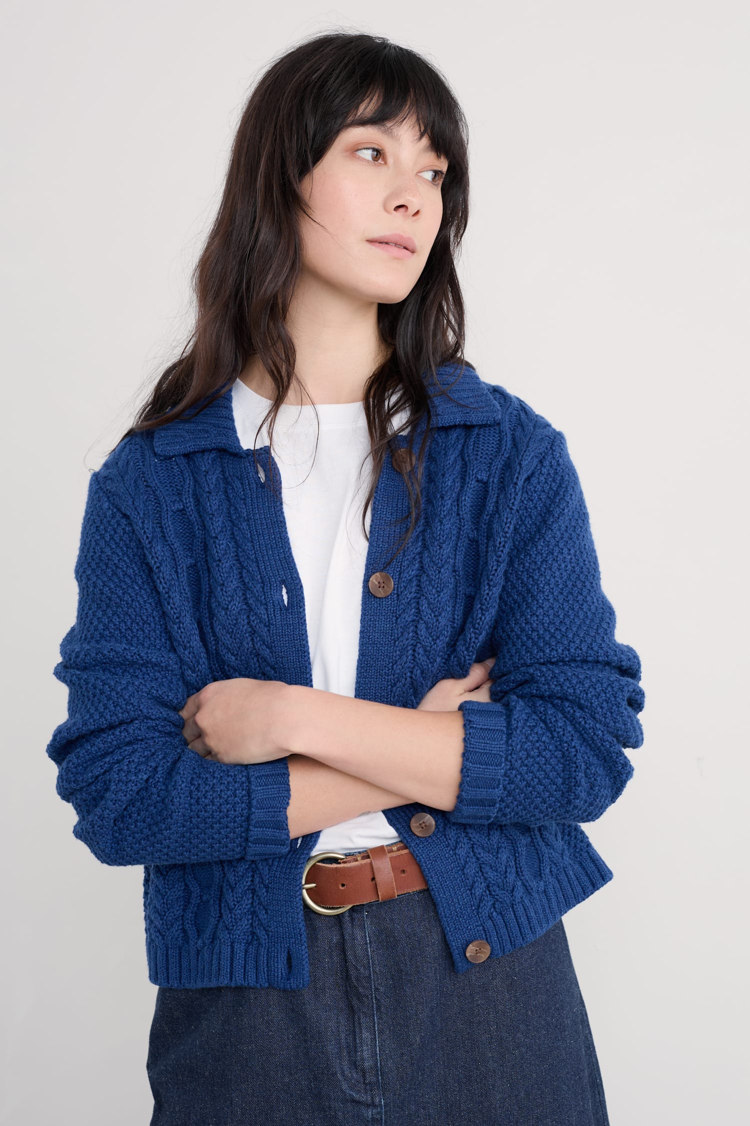 Forest Ridge Cable Knit Collared Cardigan