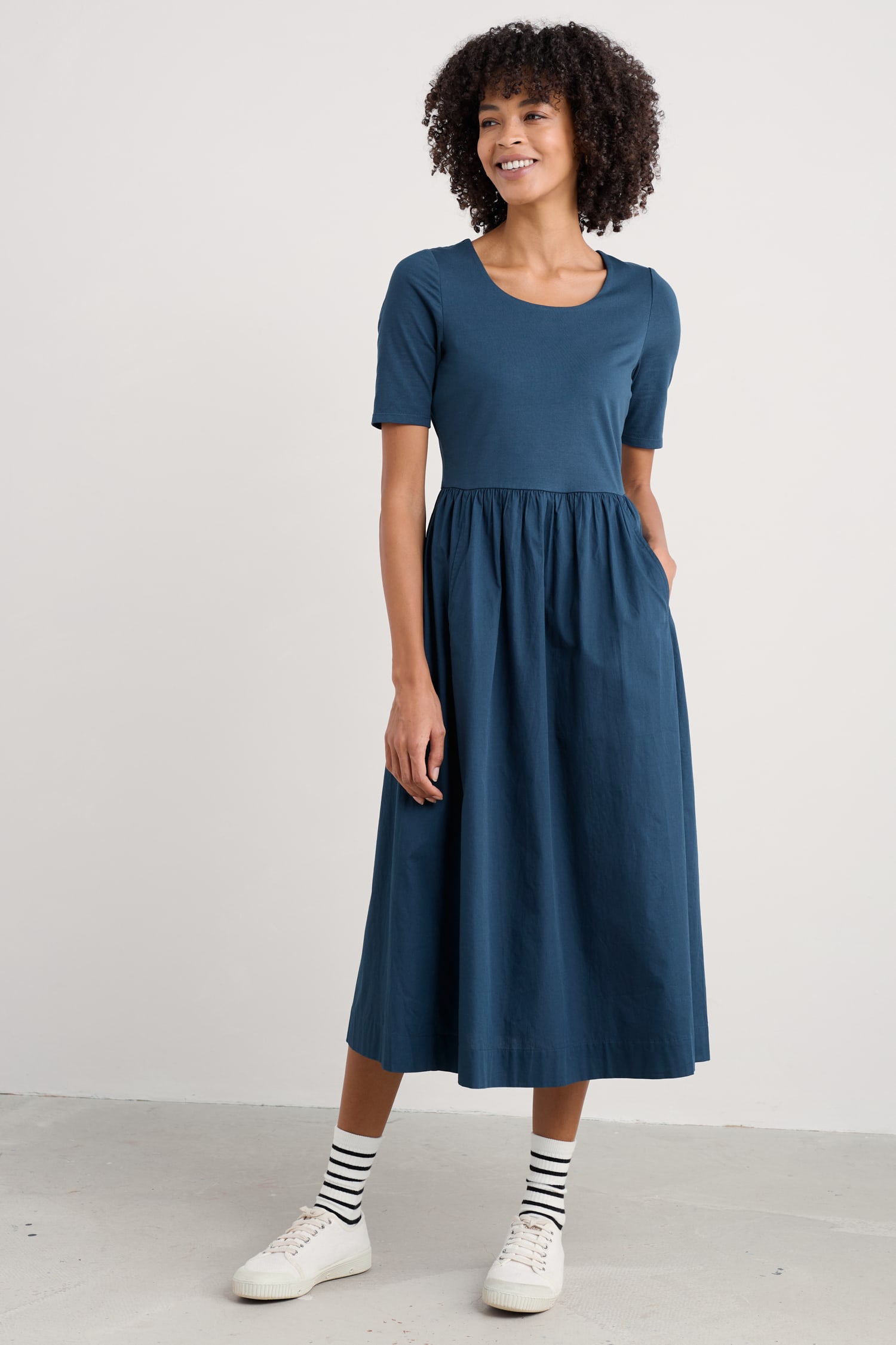 Madder Jersey Woven Mix Above-Ankle Dress