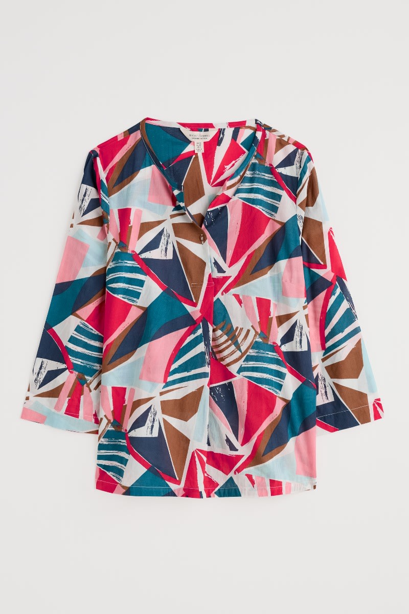 Watercolour Sketch 3/4 Sleeve Top in GOTS-Certified Organic Cotton