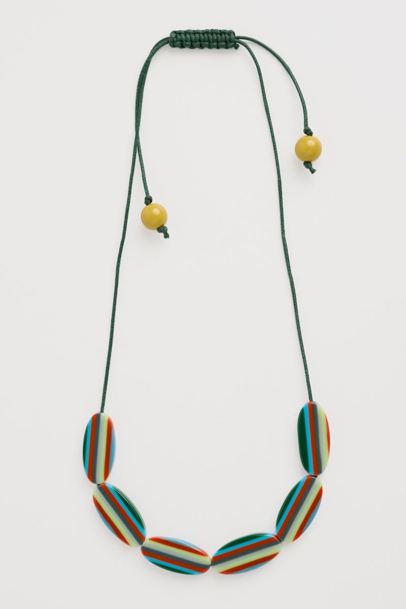 Limonite Striped Resin Bead Necklace
