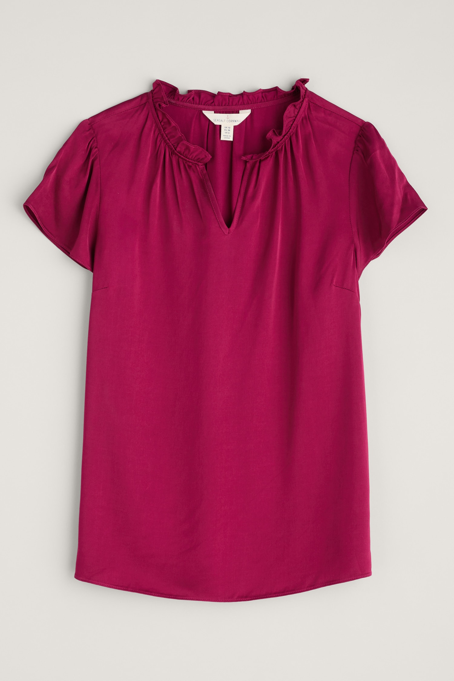 Flower Weave Short Sleeve Satin Top