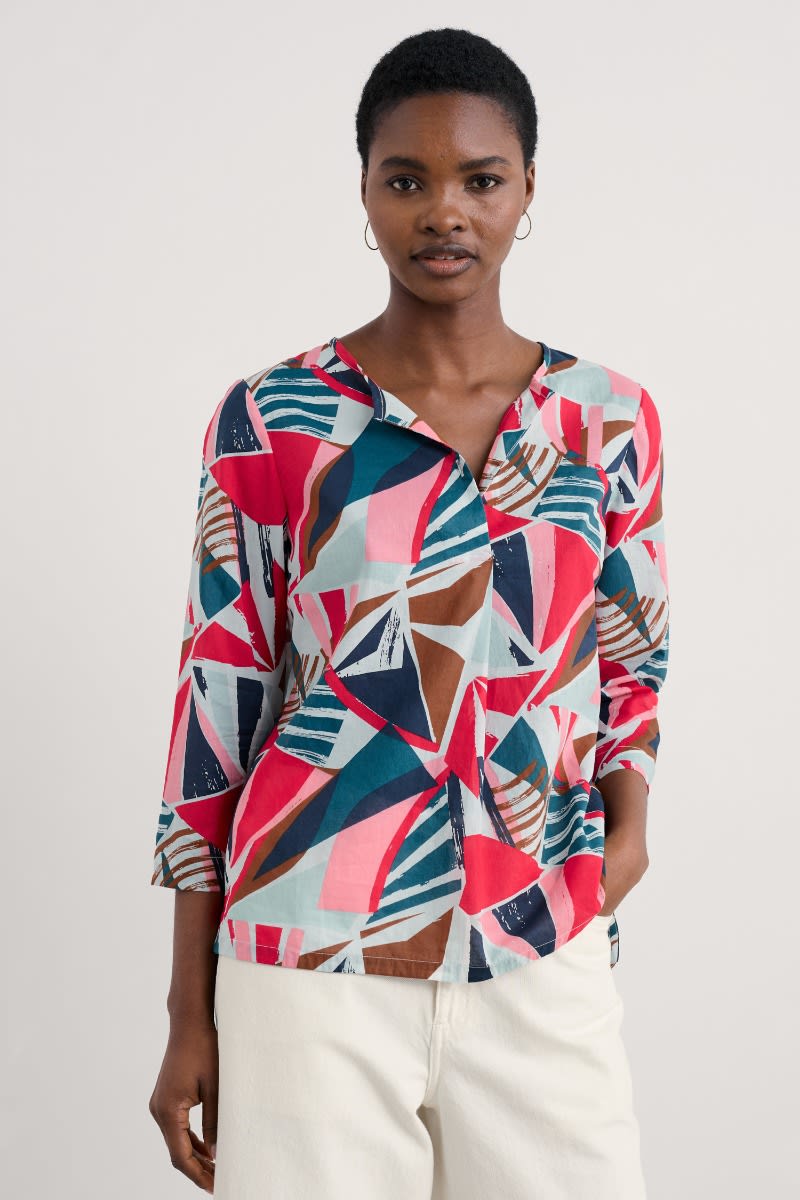 Watercolour Sketch 3/4 Sleeve Top in GOTS-Certified Organic Cotton