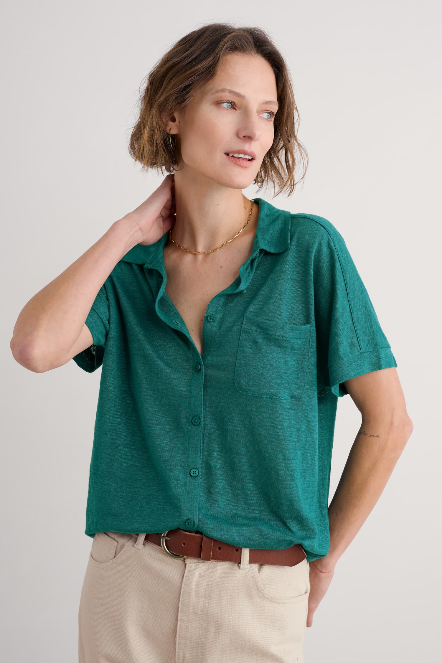 Parsley Fern Linen Jersey Shirt