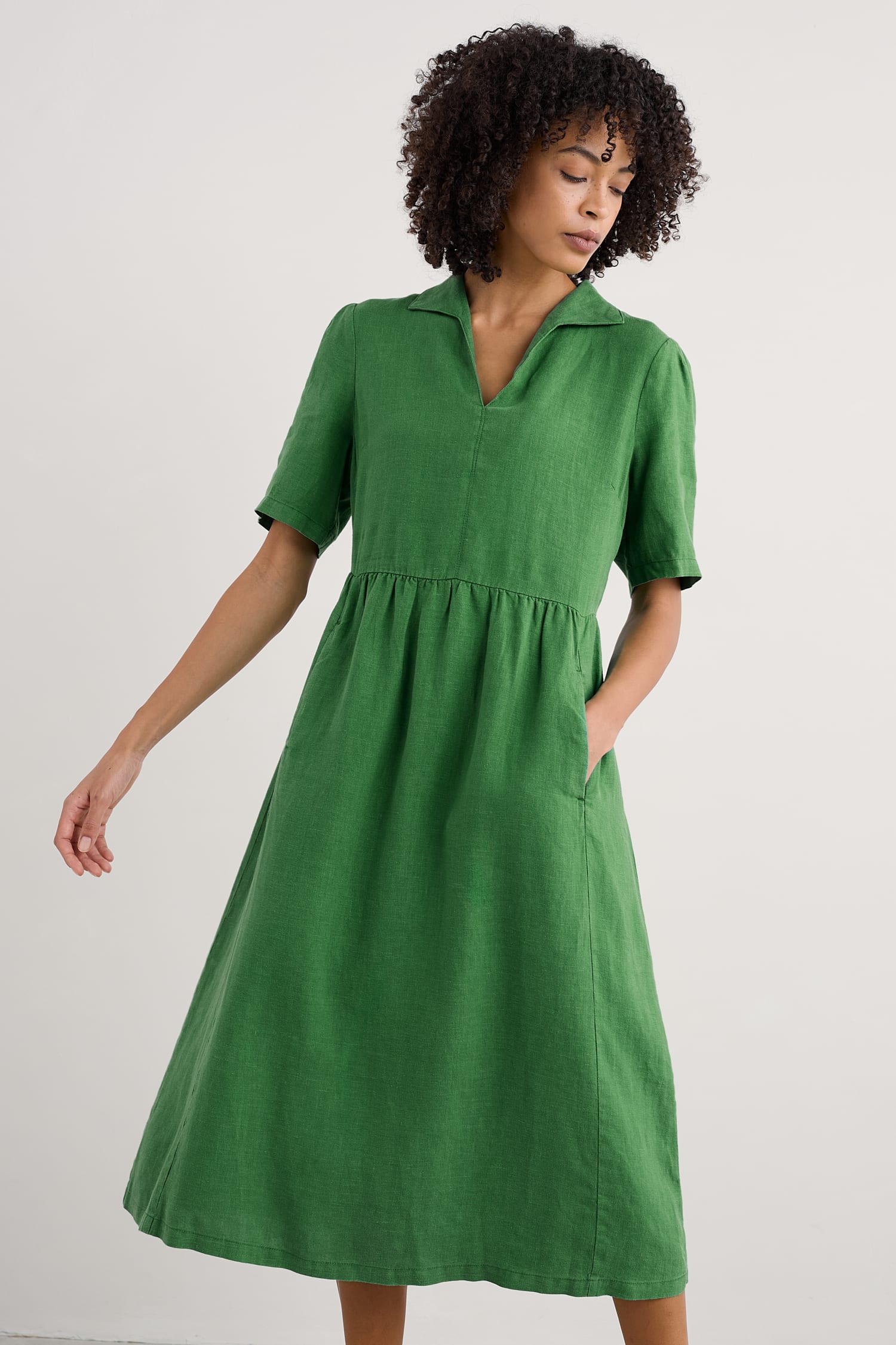 Fen Violet Linen Midi Dress