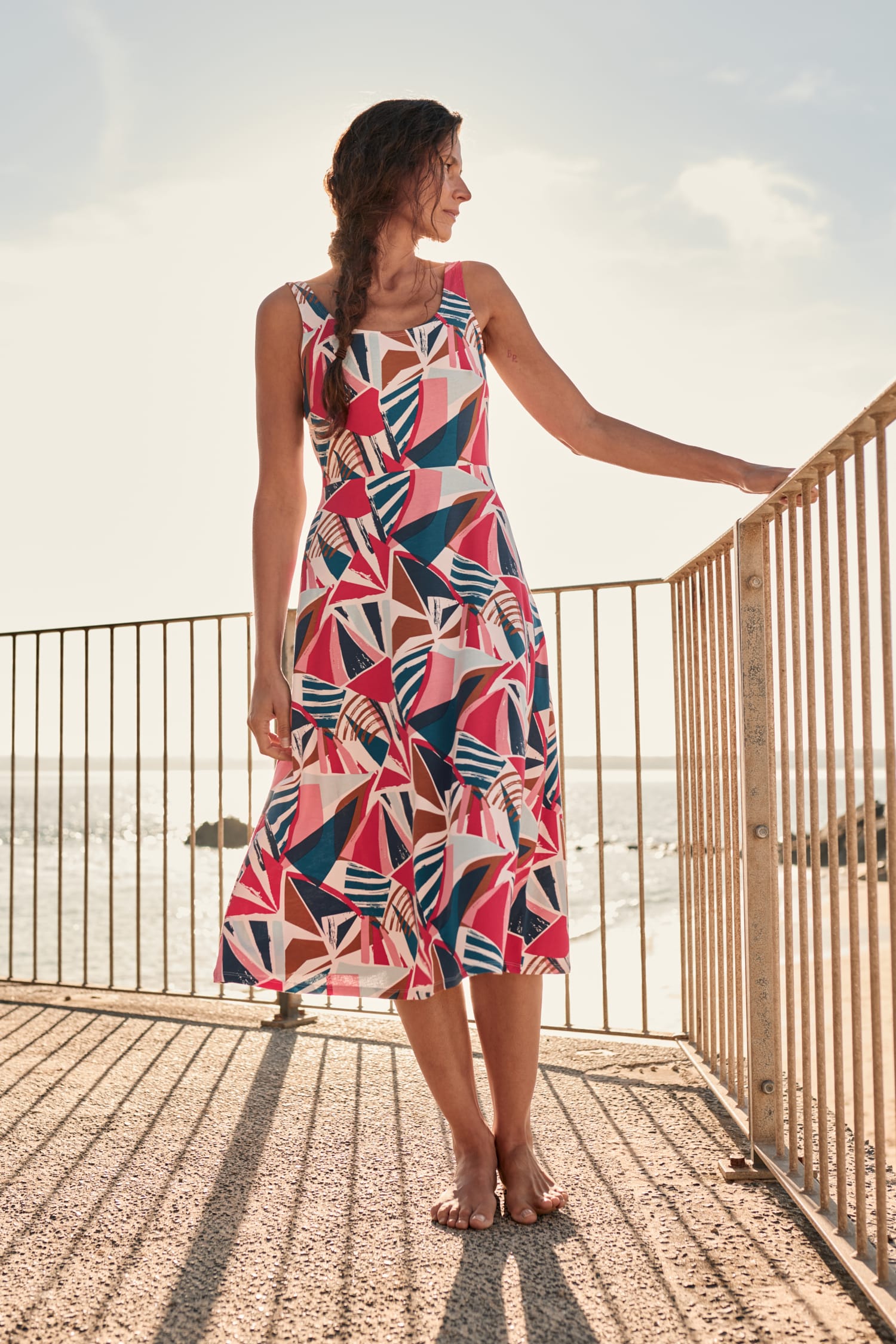 Sun Gleam Jersey Midi Dress