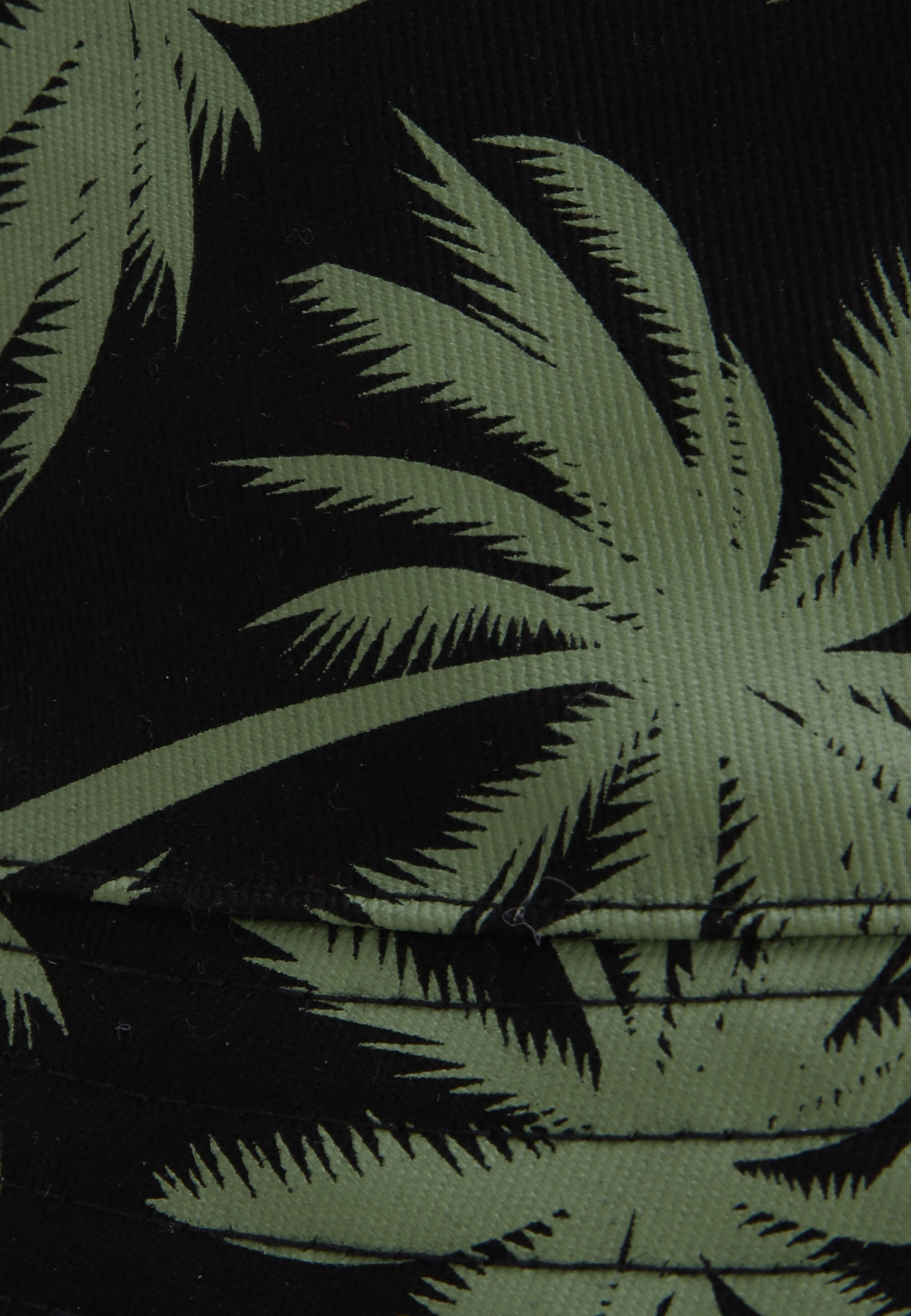 Mens Black & Green Palm Tree Print Bucket Hat