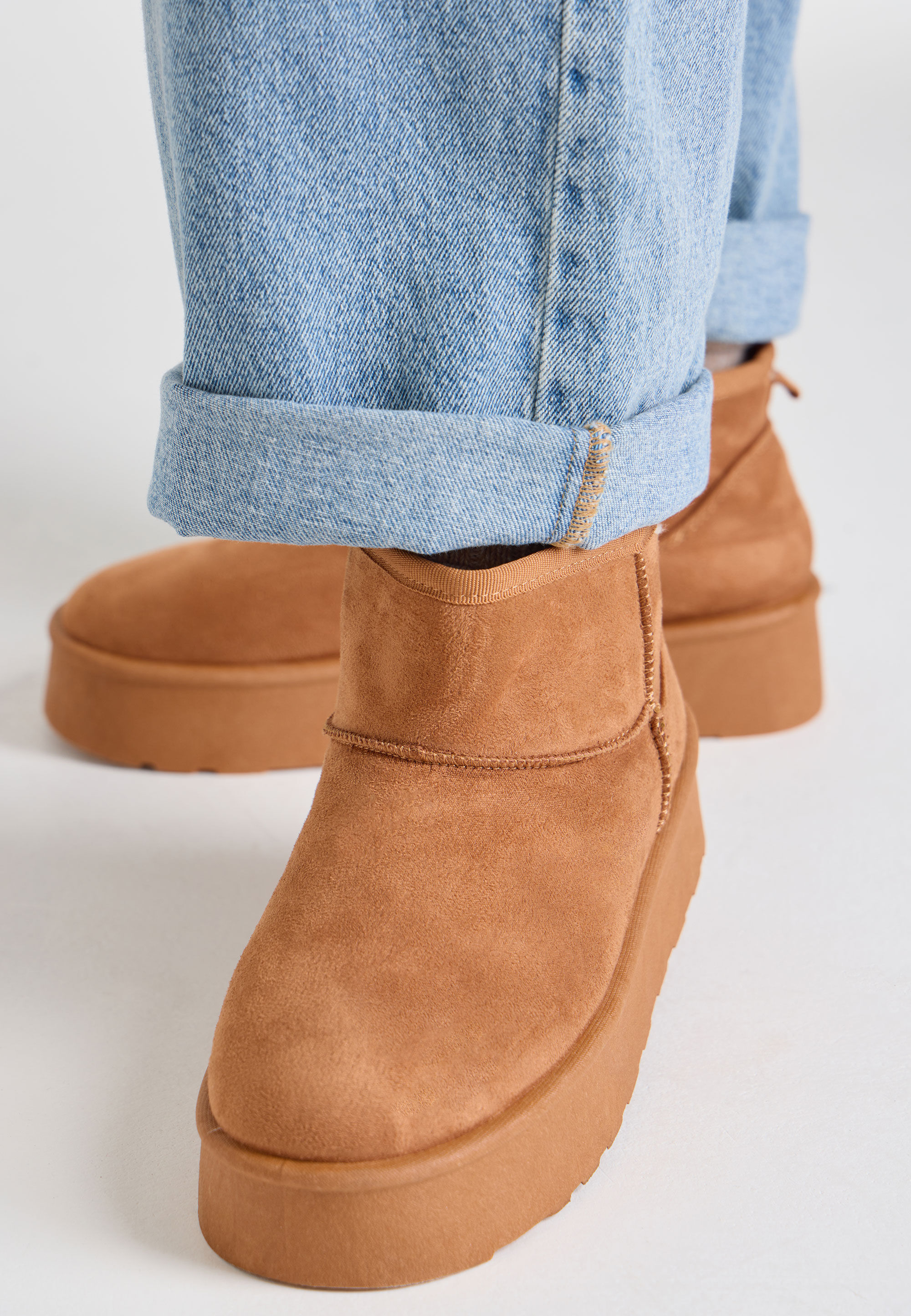 Womens Tan Mini Soft Lined Boots