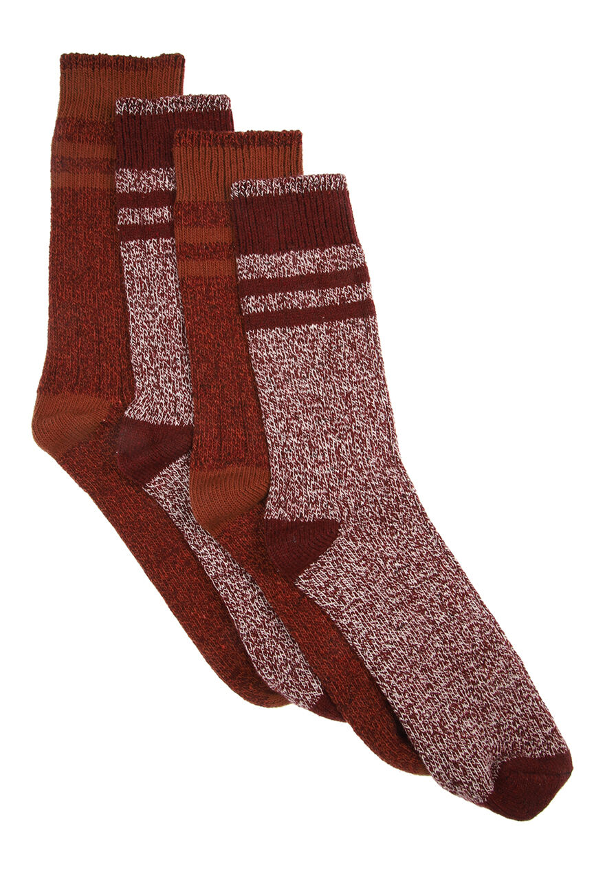 Mens 2pk Burgundy Thermal Socks