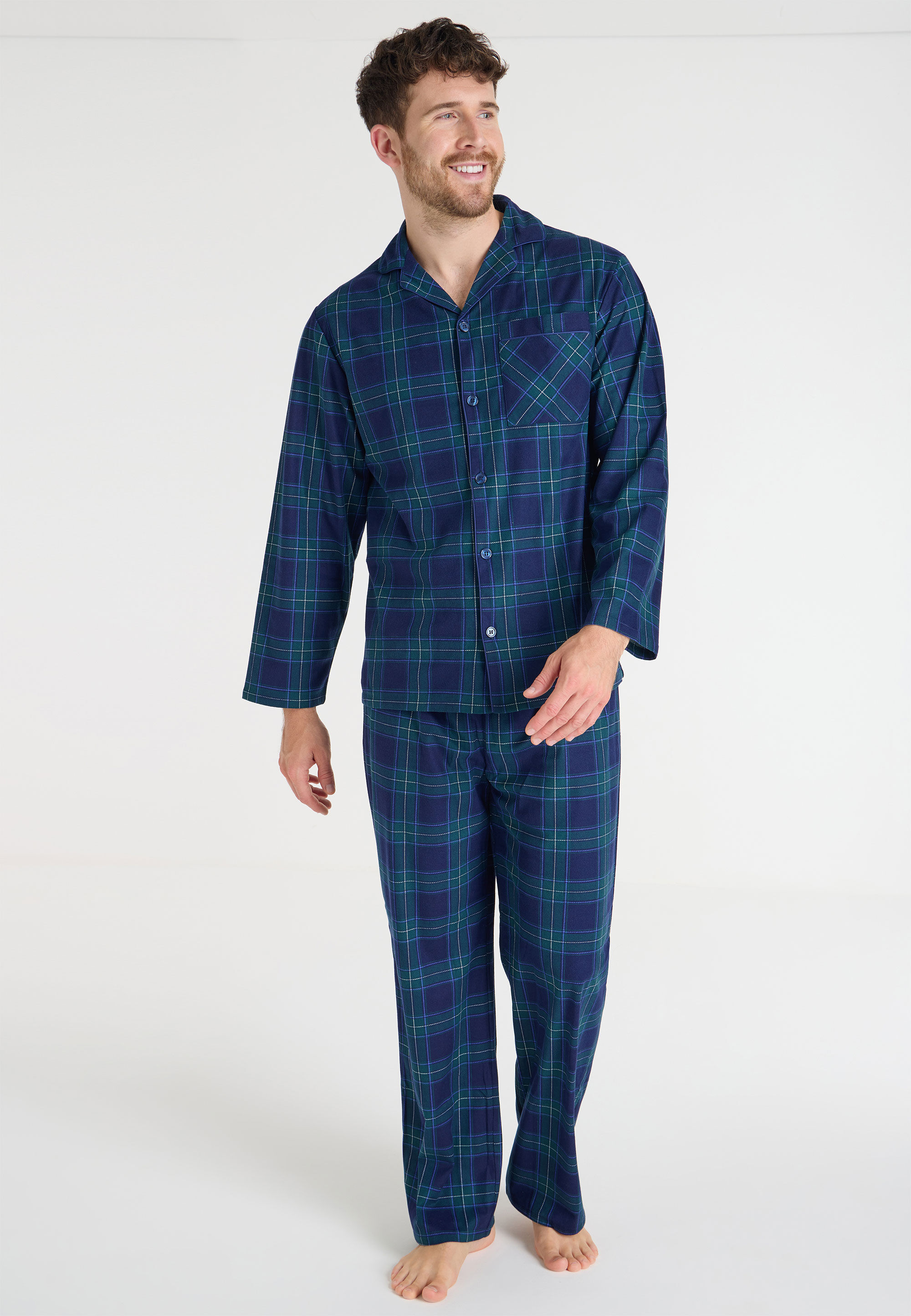 Mens Green Check Cascade Pyjama Set