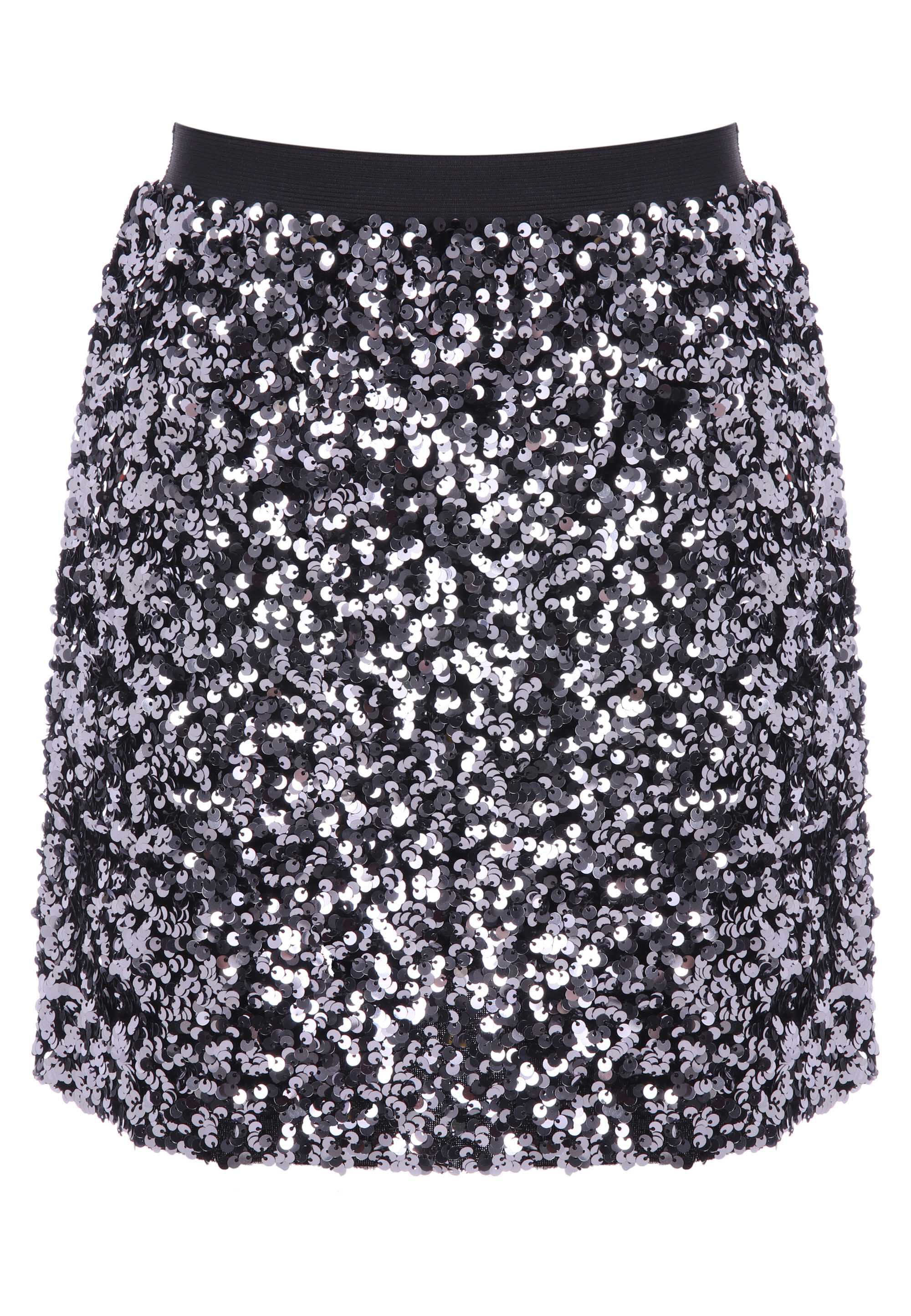 Older Girls Silver Sequin Mini Skirt