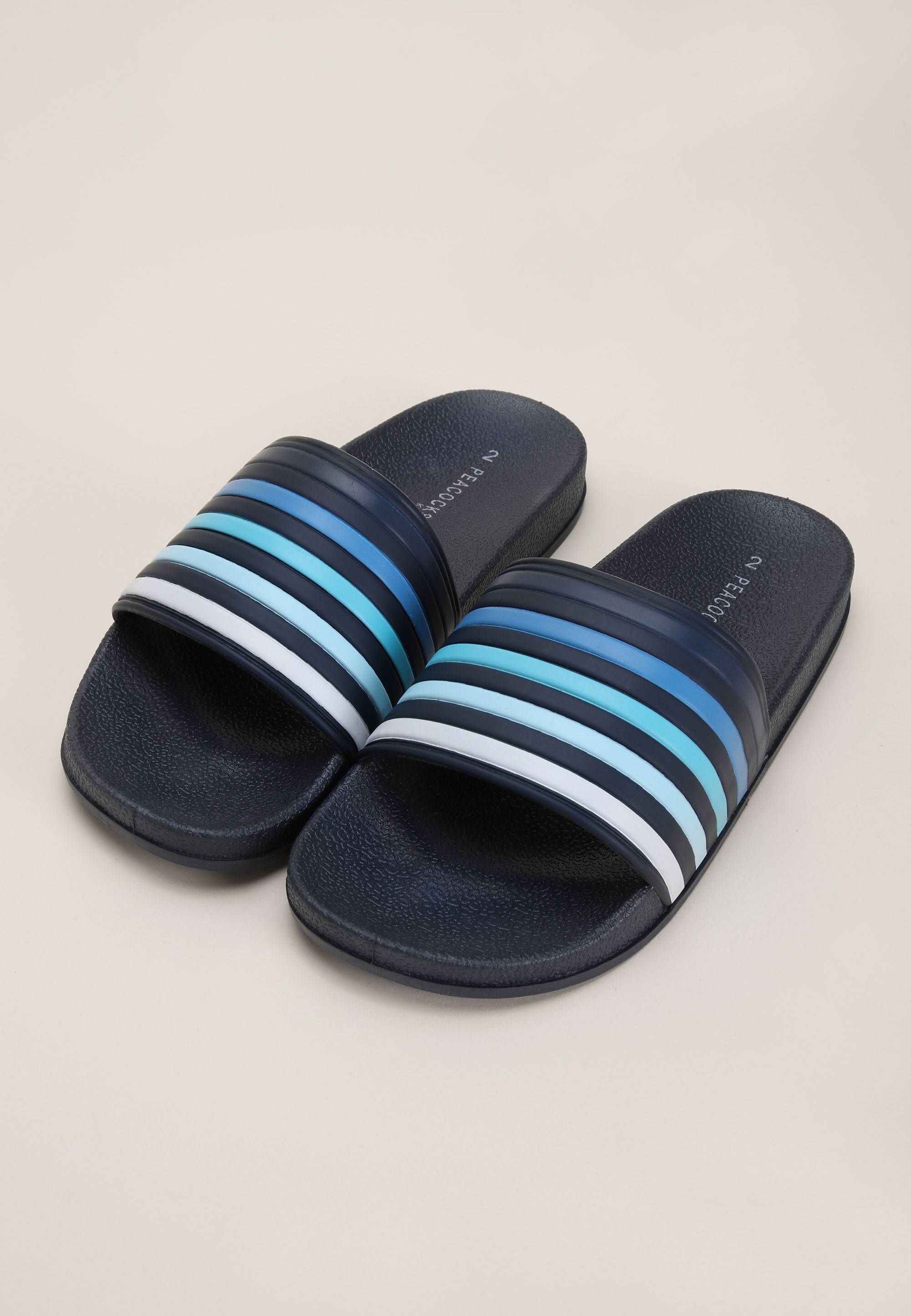 Older Boys Blue Stripe Slider Sandals